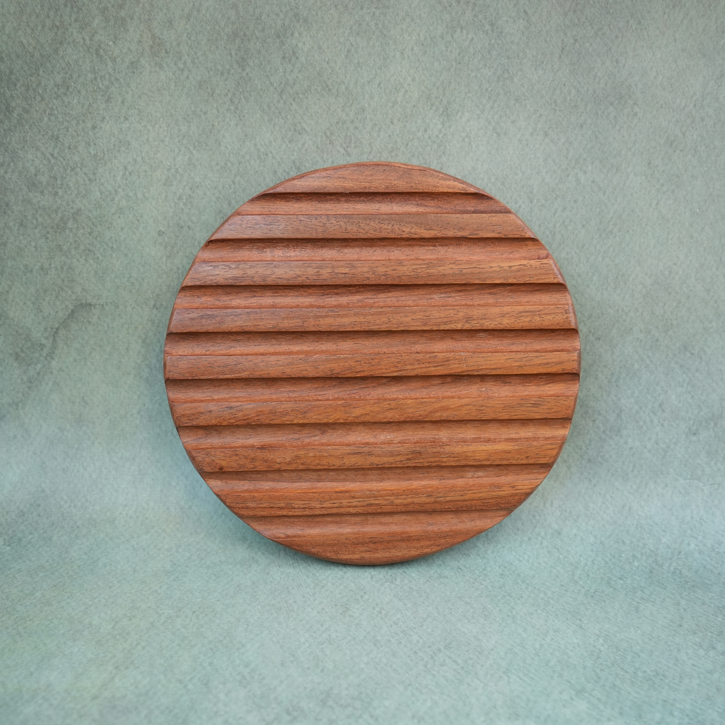 Ribbed Round Wooden Trivet- Set of 2