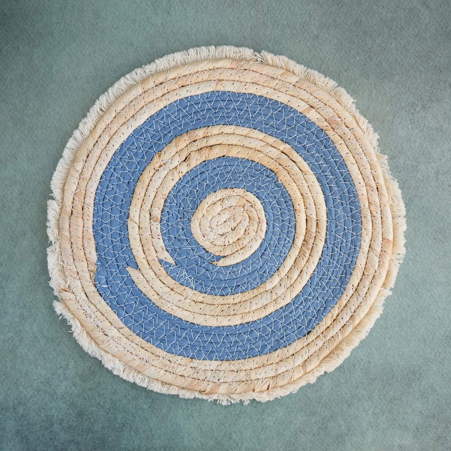 Boho Jute Trivet- Aqua
