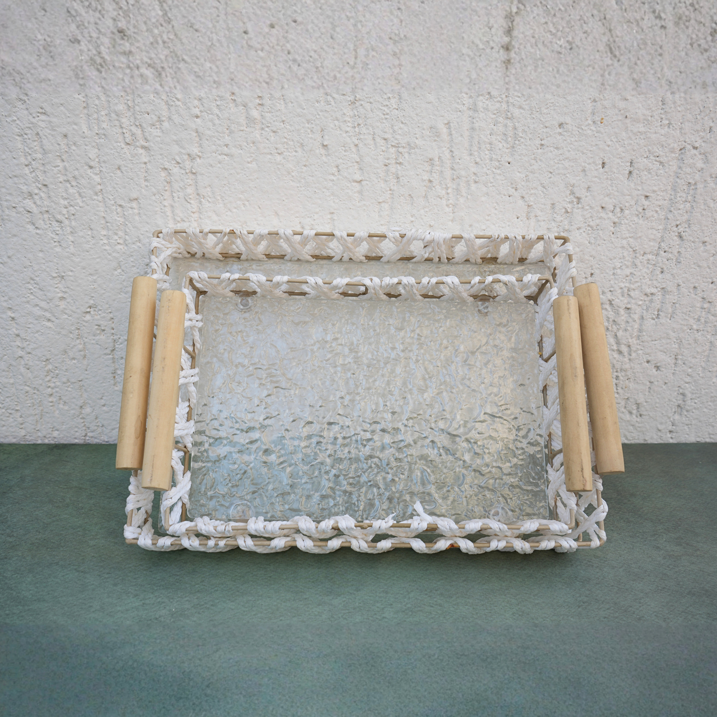 Woven and Textured Acrylic Serving Tray- Set of 2