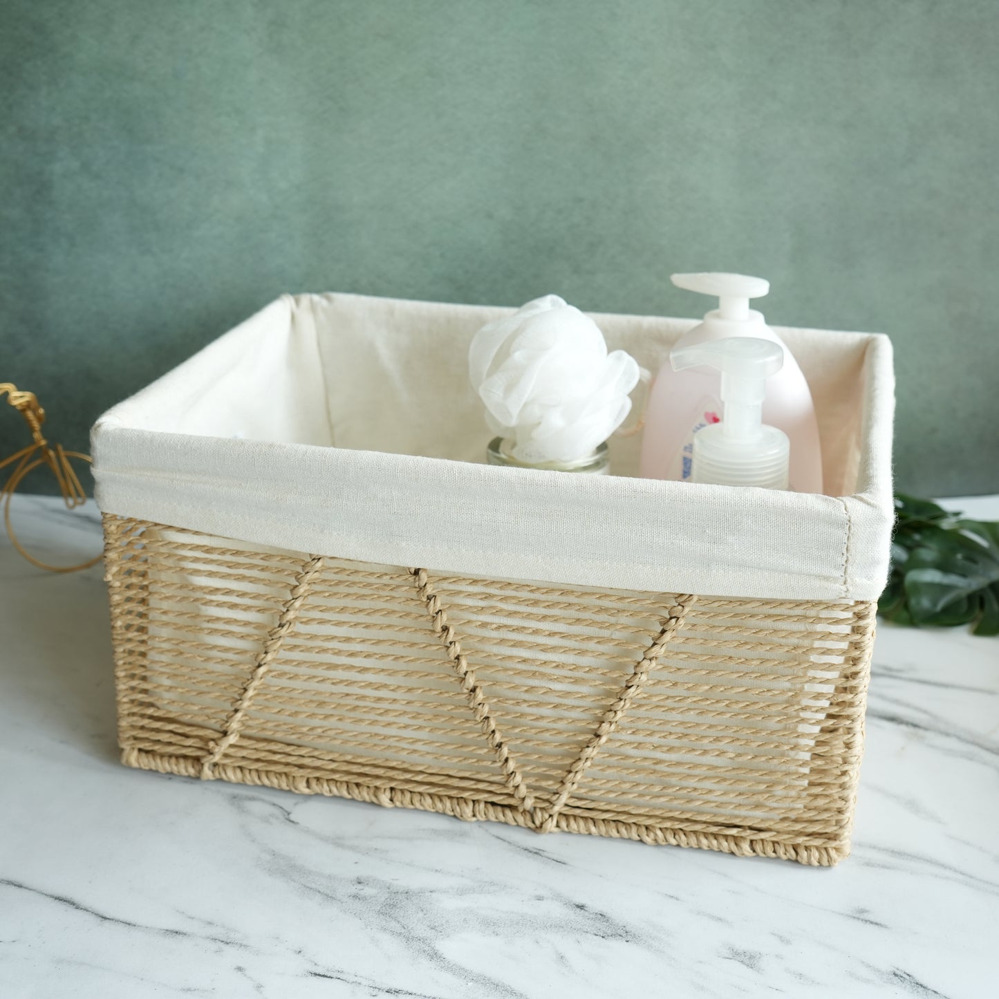 Woven Jute Storage Basket with Liner- Regular