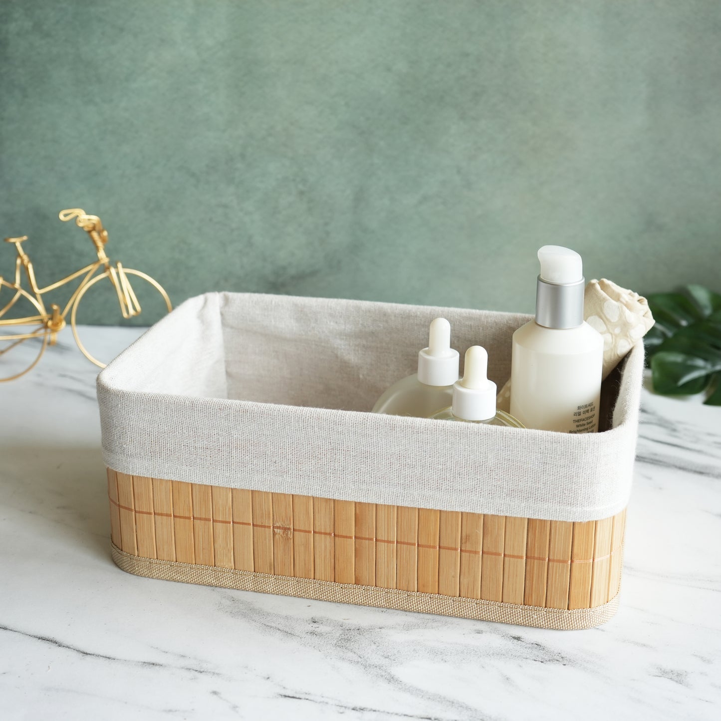 Bamboo Storage Basket with Liner- Regular