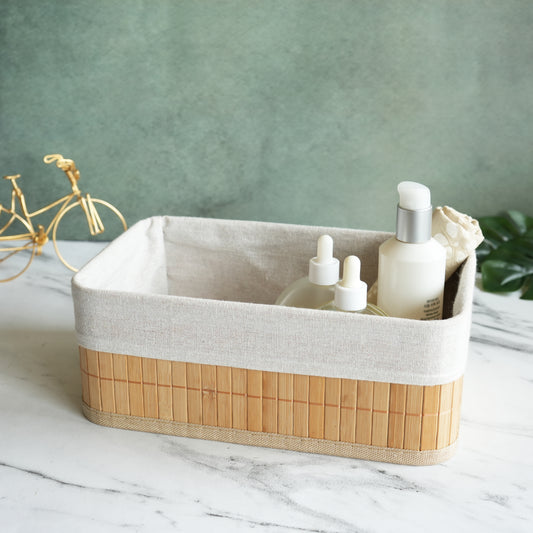 Bamboo Storage Basket with Liner- Regular
