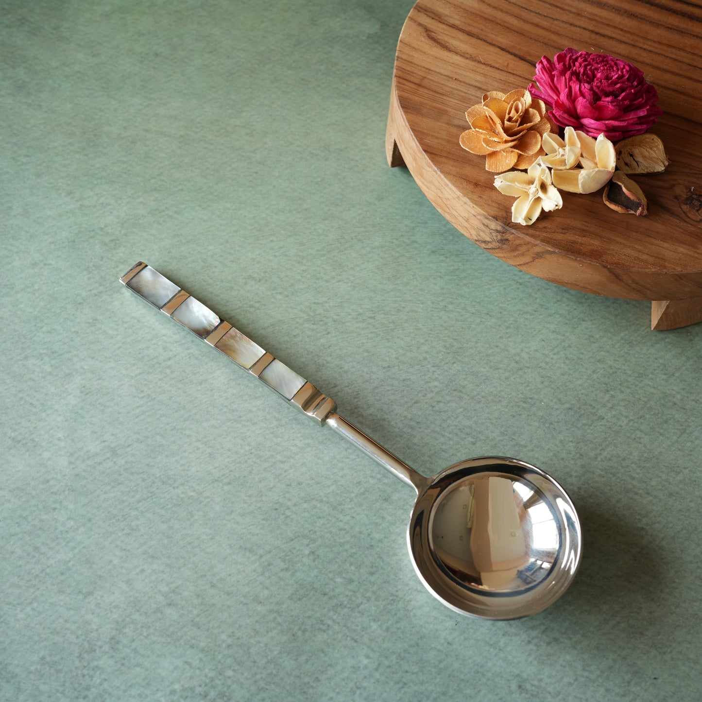 Black Mother-of- Pearl Stainless Steel Serving Ladle
