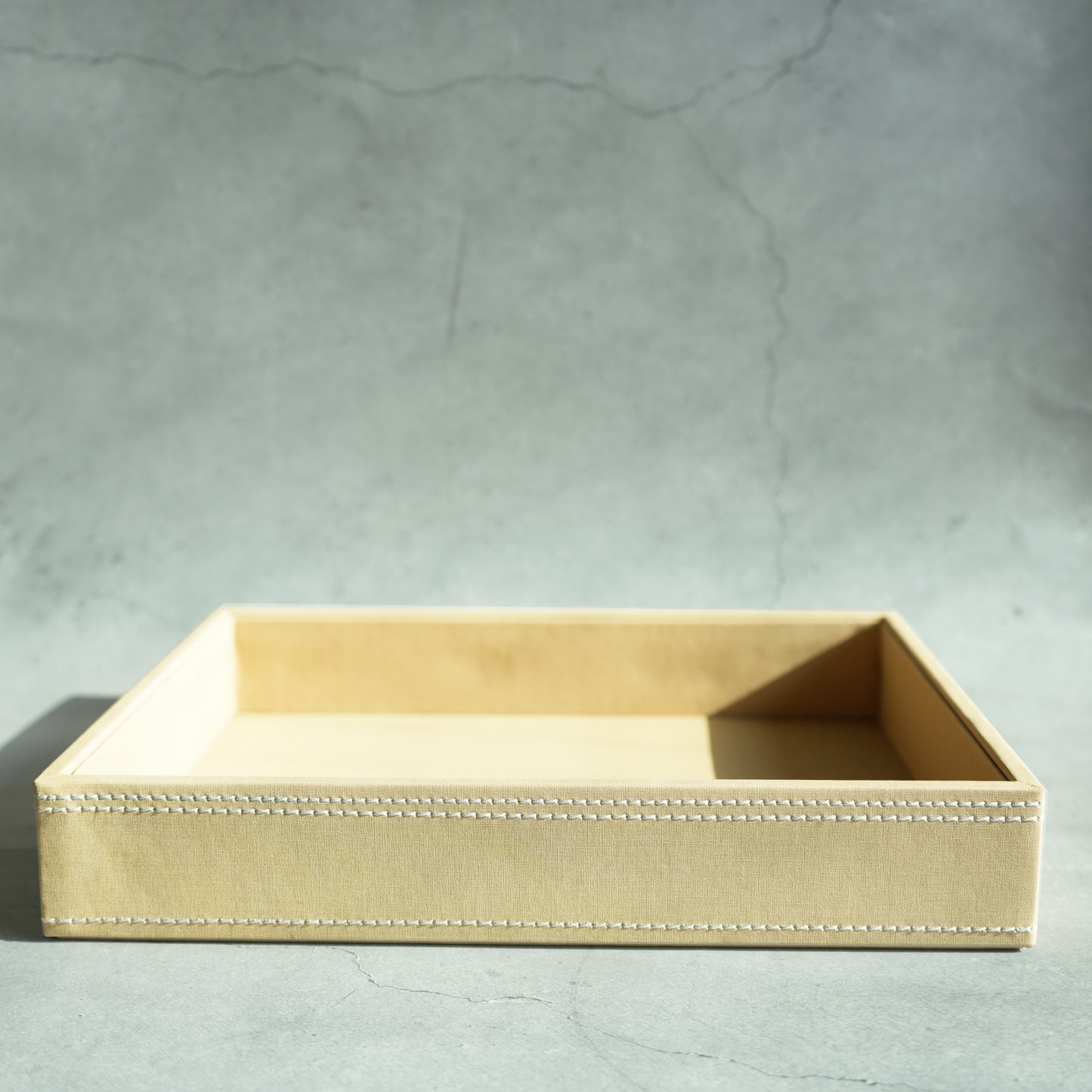 Sand Beige PU Leather Serving Tray - Medium