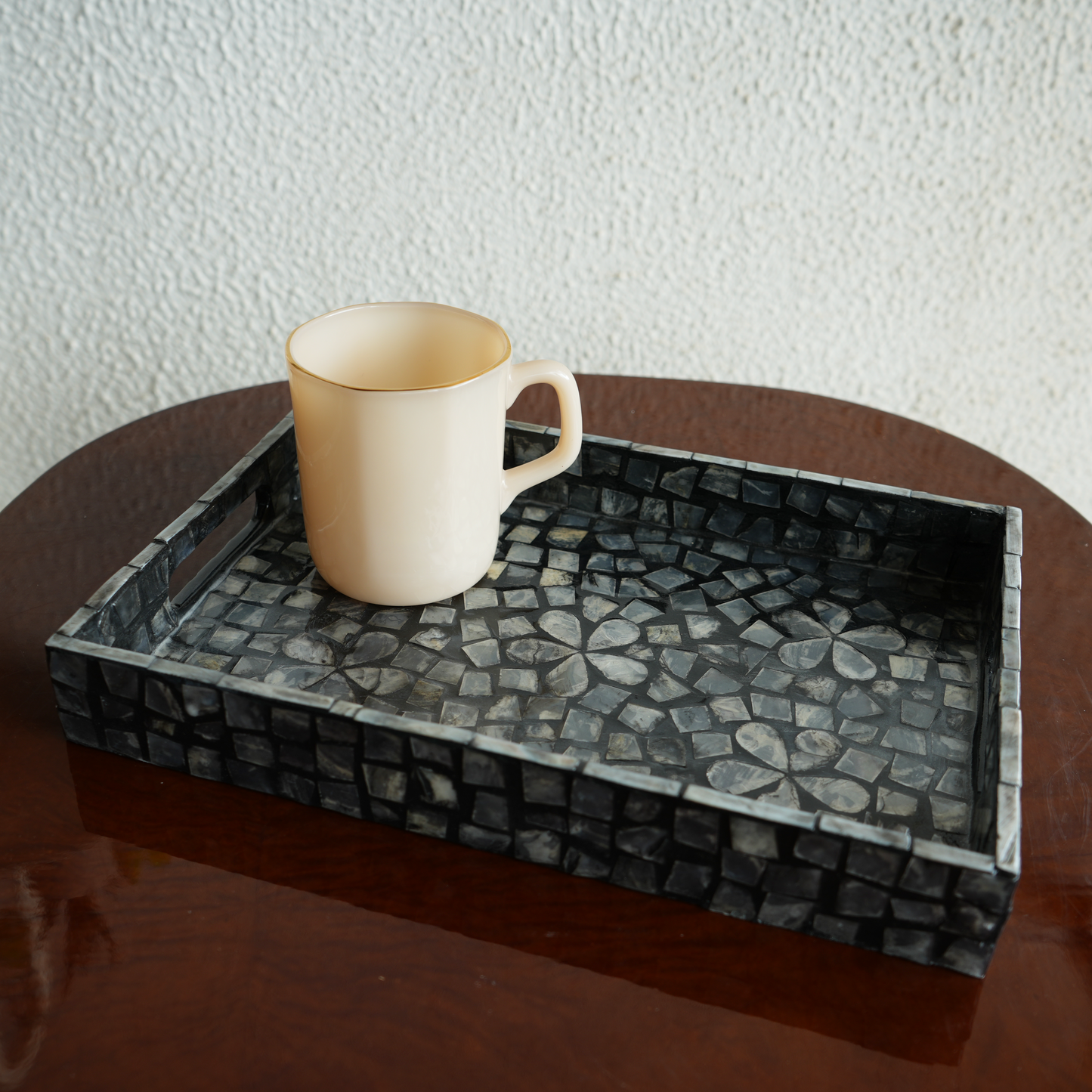 Small Rectangular Mother-of-Pearl Serving Tray - Noir