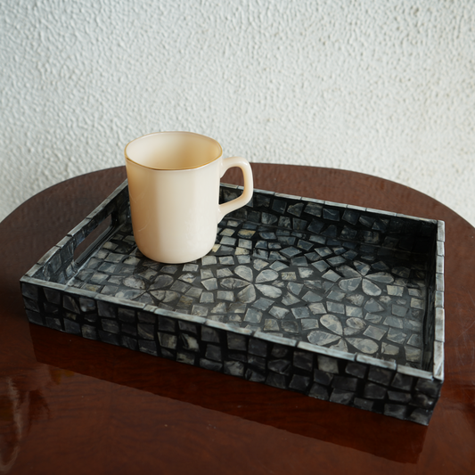 Small Rectangular Mother-of-Pearl Serving Tray - Noir