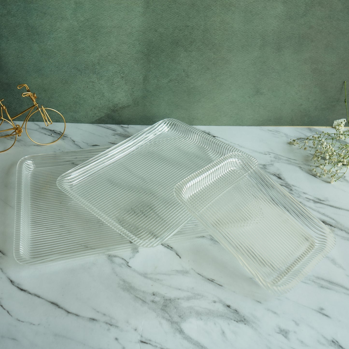 Clear Ribbed Acrylic Serving Tray- Regular set