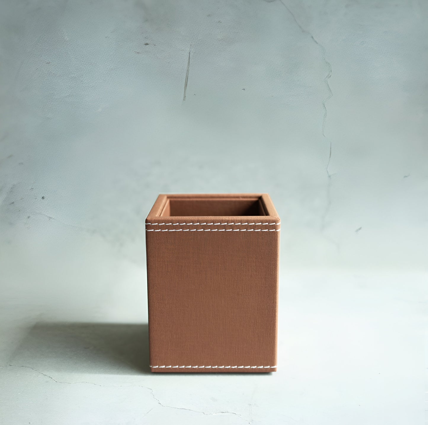 Umber Brown PU Leather Stationery Holder