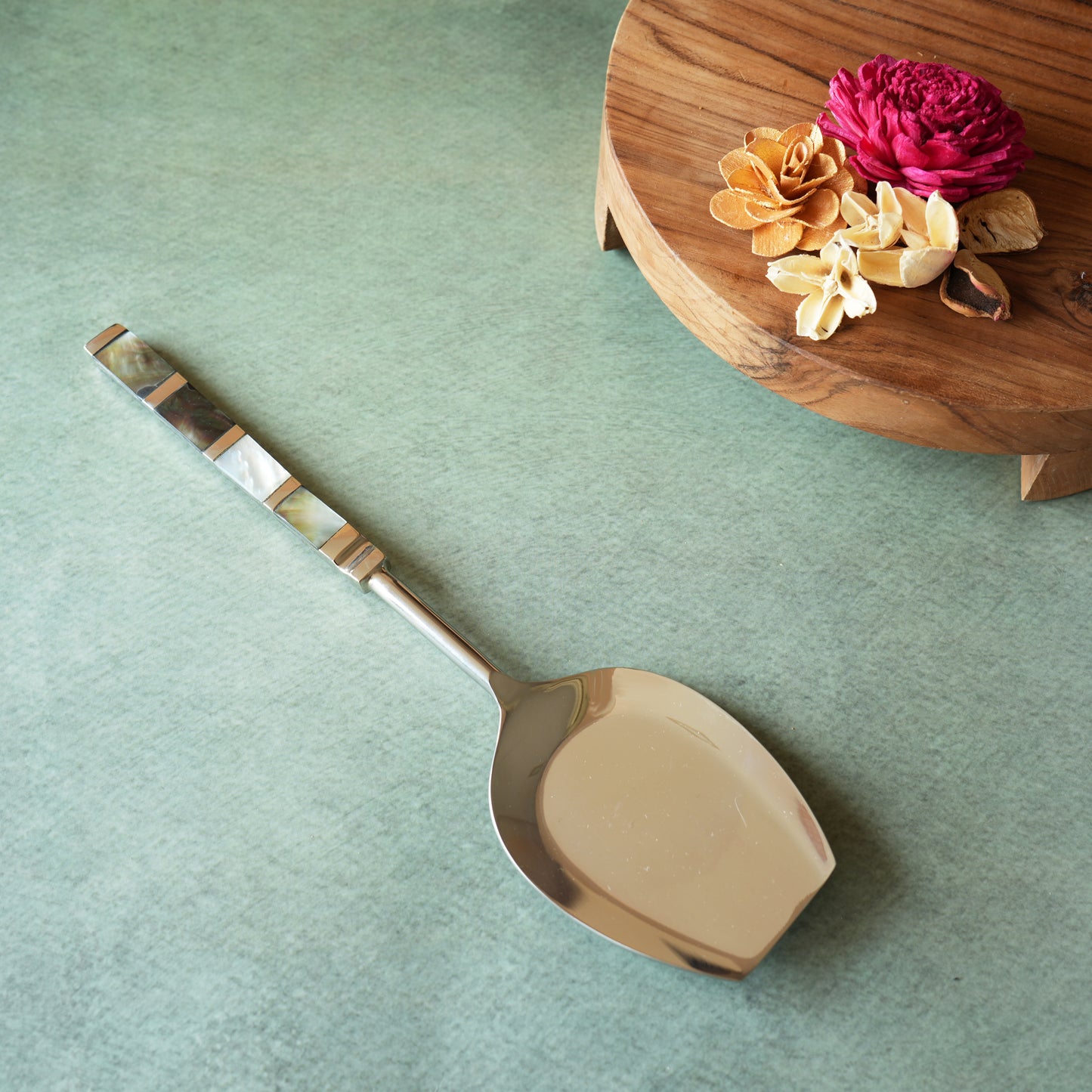 Black Mother-of- Pearl Stainless Steel Rice Serving Spoon