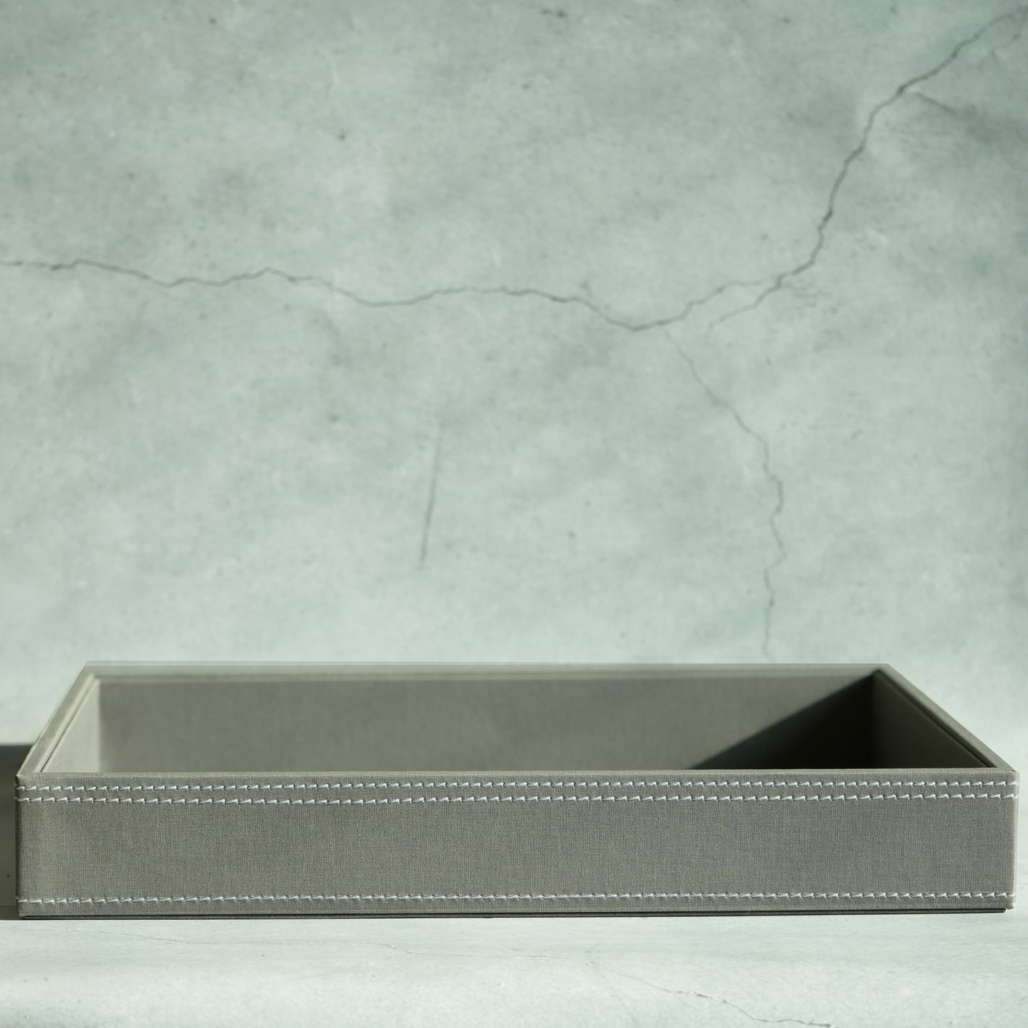 Stone Gray PU Leather Serving Tray - Large