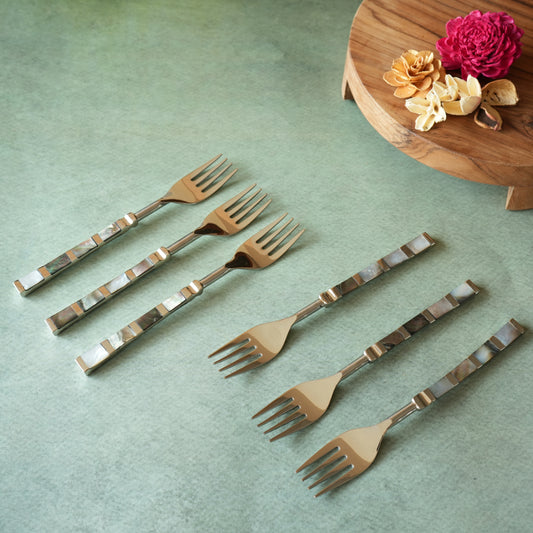 Black Mother-of- Pearl Stainless Steel Dinner Fork Set