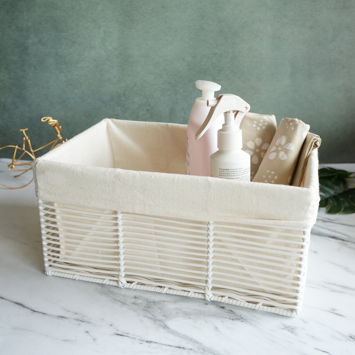 Woven Fiber Storage Basket with Liner- Regular
