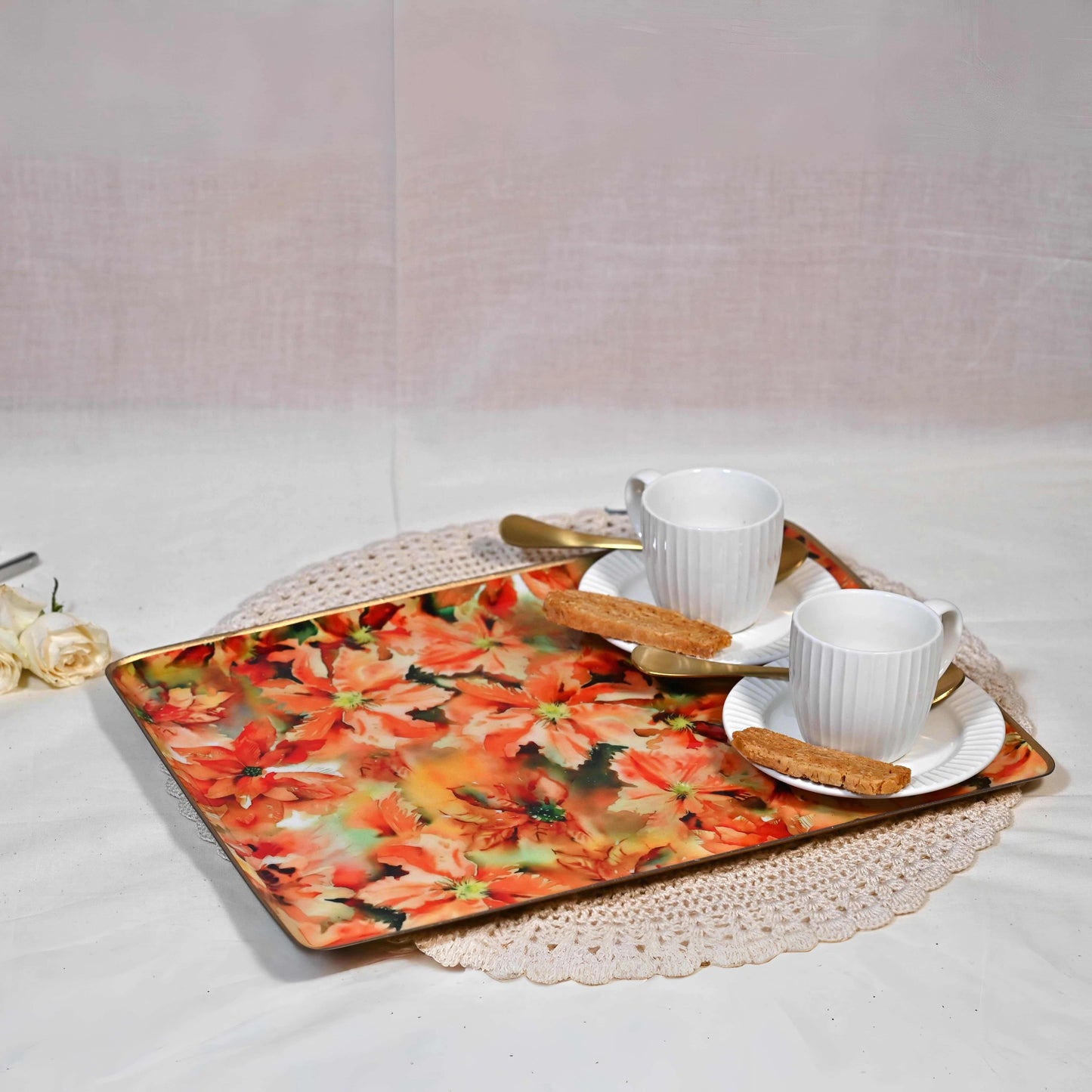 Large Floral Serving Tray - Marigold