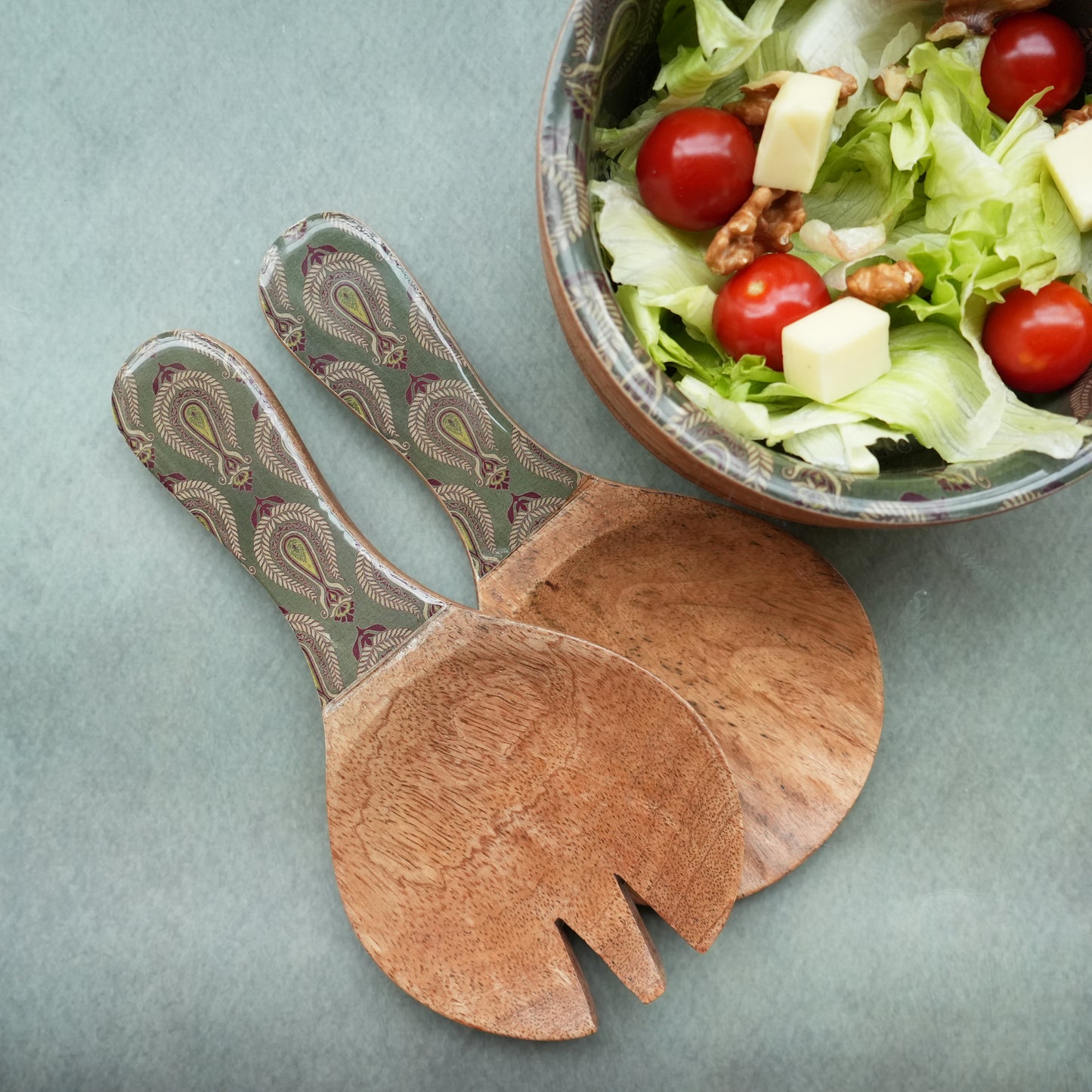 Paisley Wooden Salad Servers