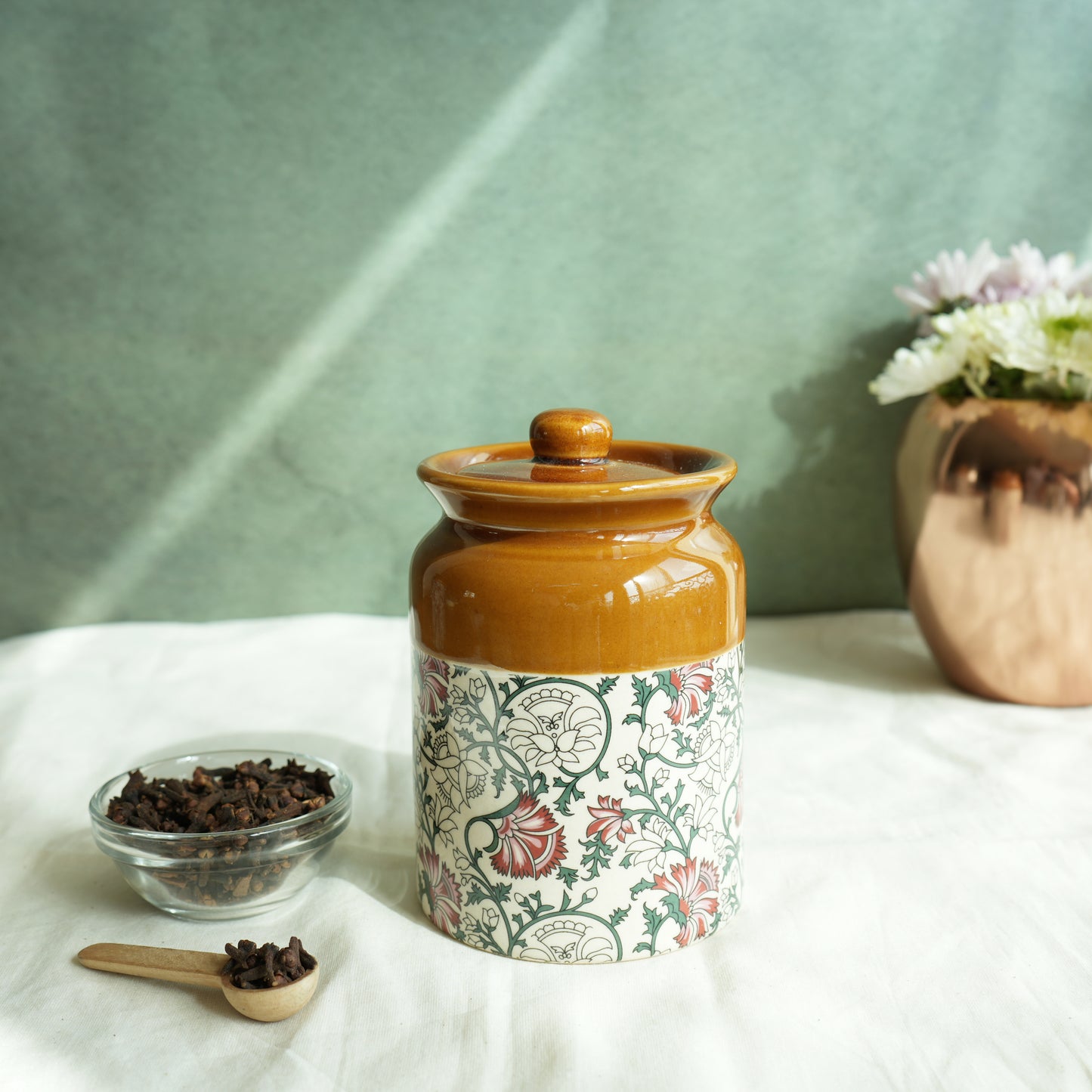 Camellia Ceramic Pickle Jar- Medium