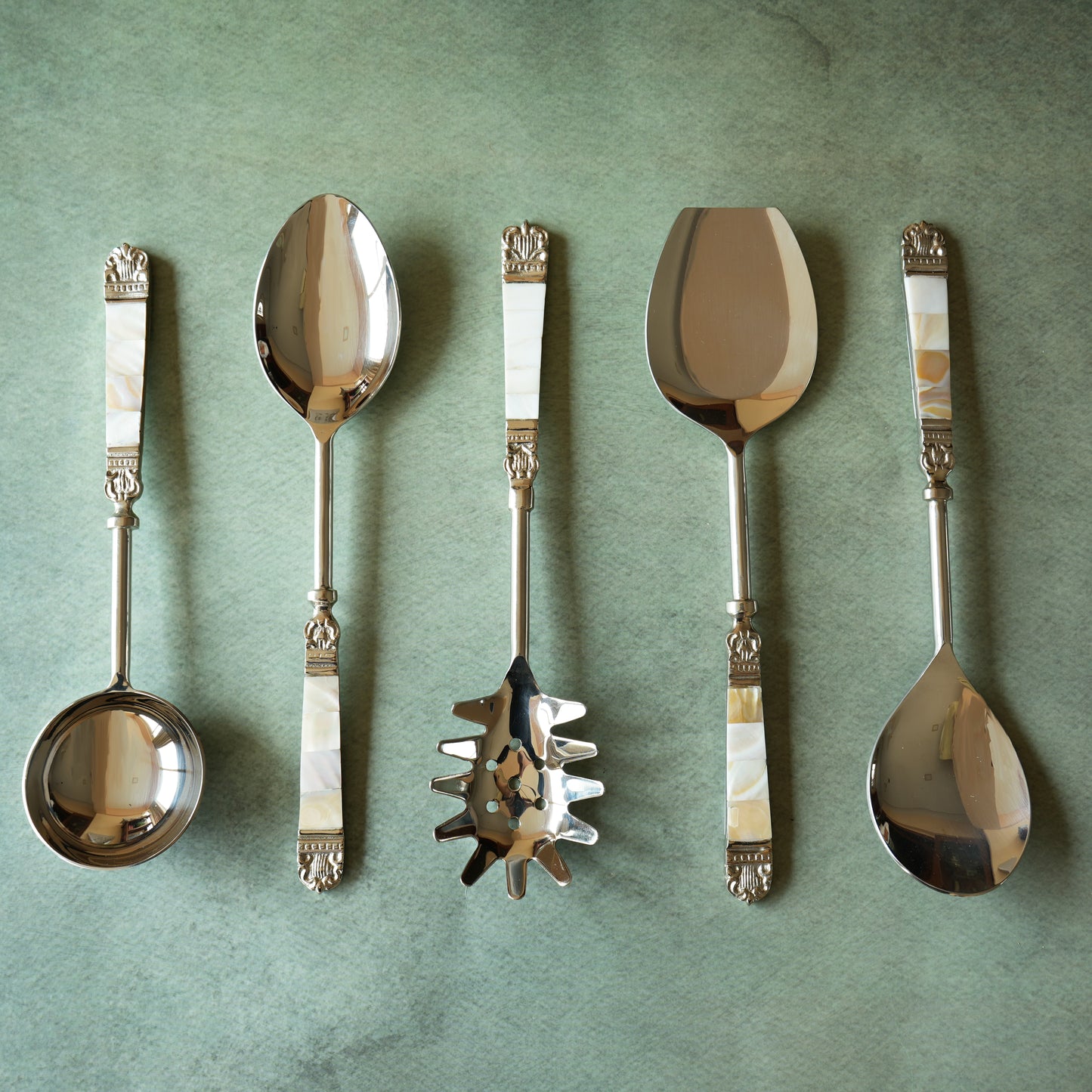 Mother-of- Pearl Stainless Steel Spaghetti Serving Spoon