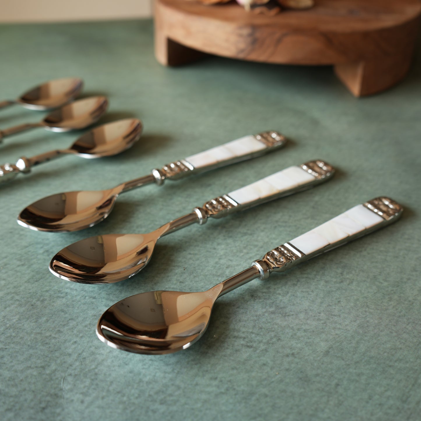 Mother-of- Pearl Stainless Steel Tea Spoon Set