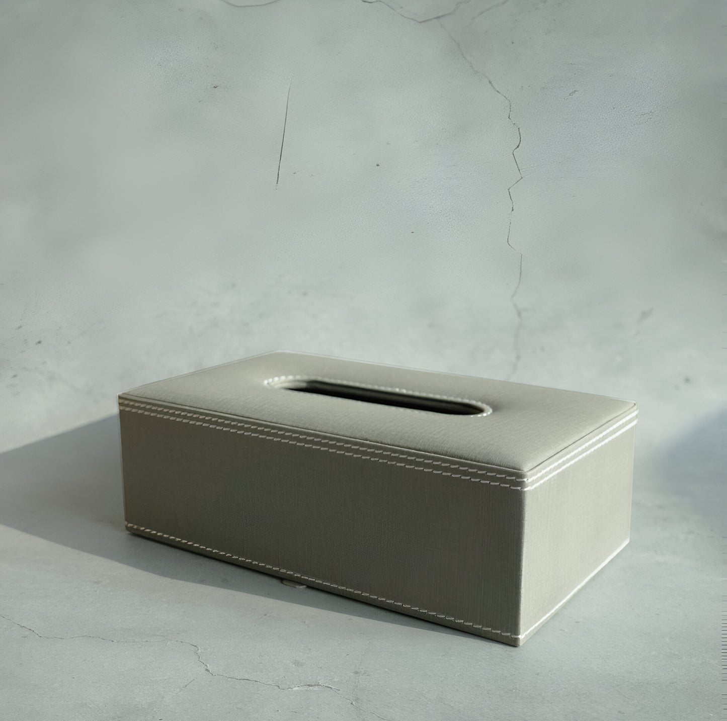 Stone Gray PU Leather Tissue Box - Rectangle