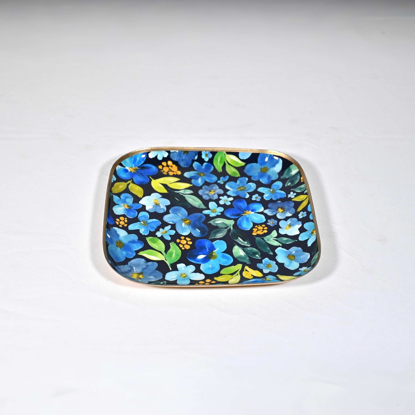 Small Sqaure Floral Starter Plate - Cornflower
