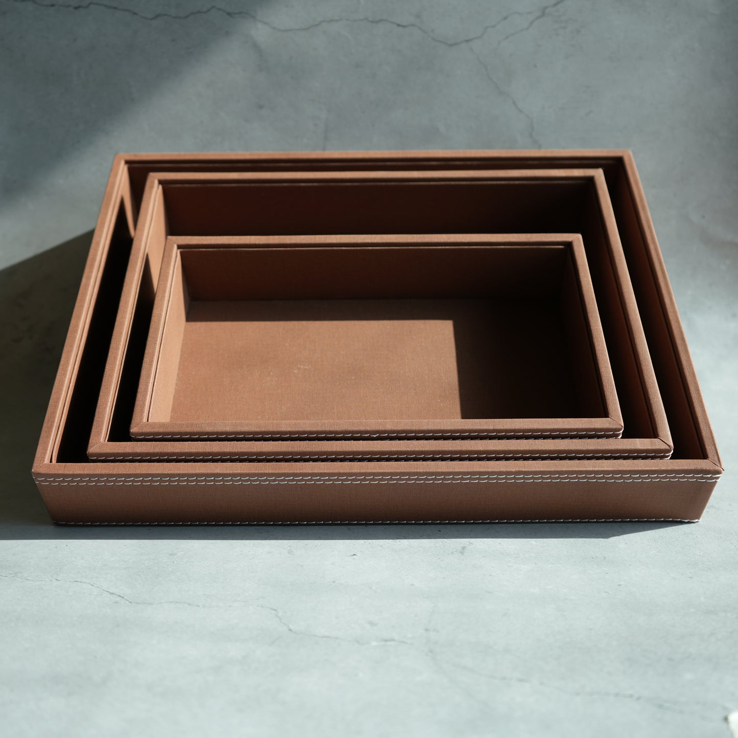 Umber Brown PU Leather Serving Tray - Large