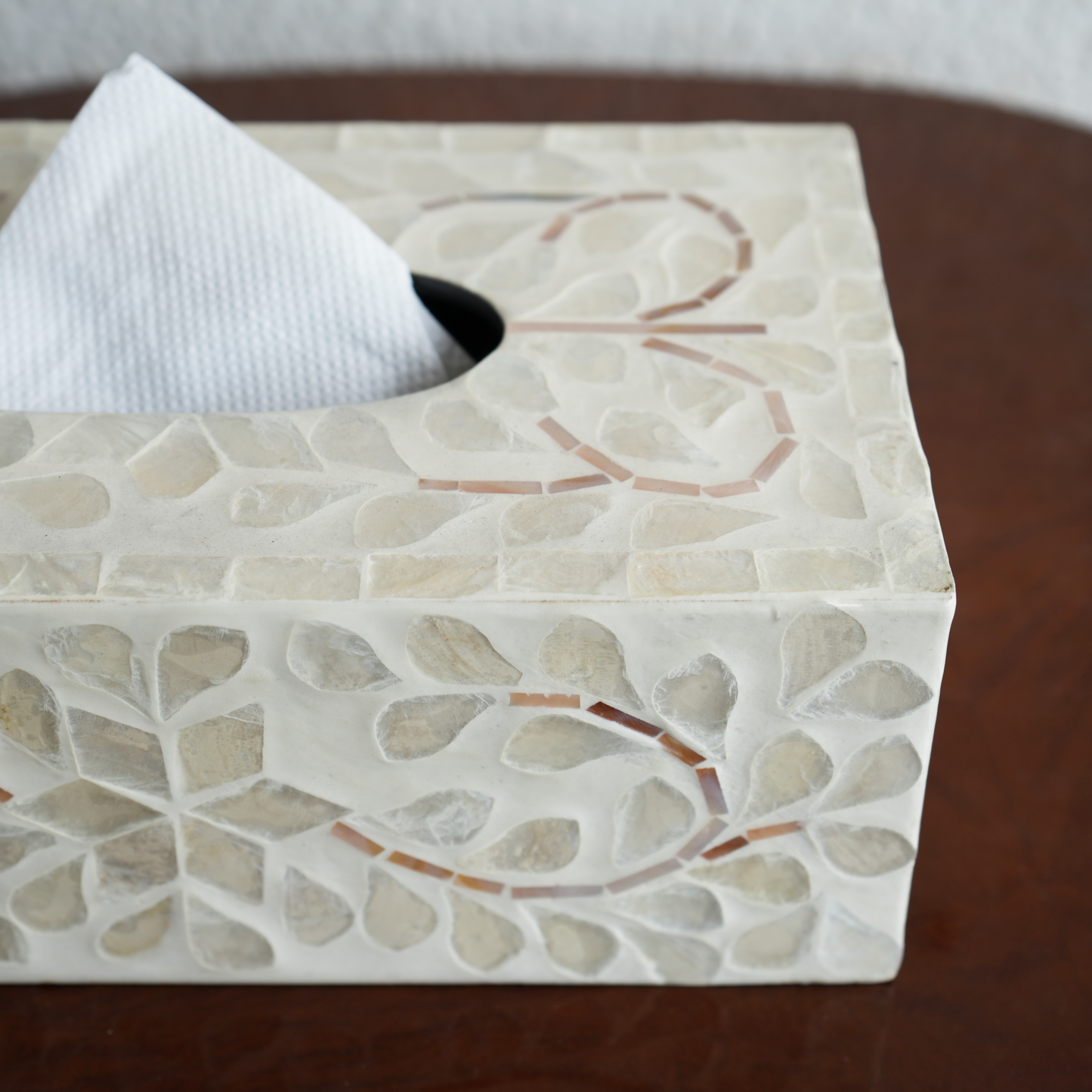 Mother-of-Pearl Rectangular Tissue Box - Pearl White