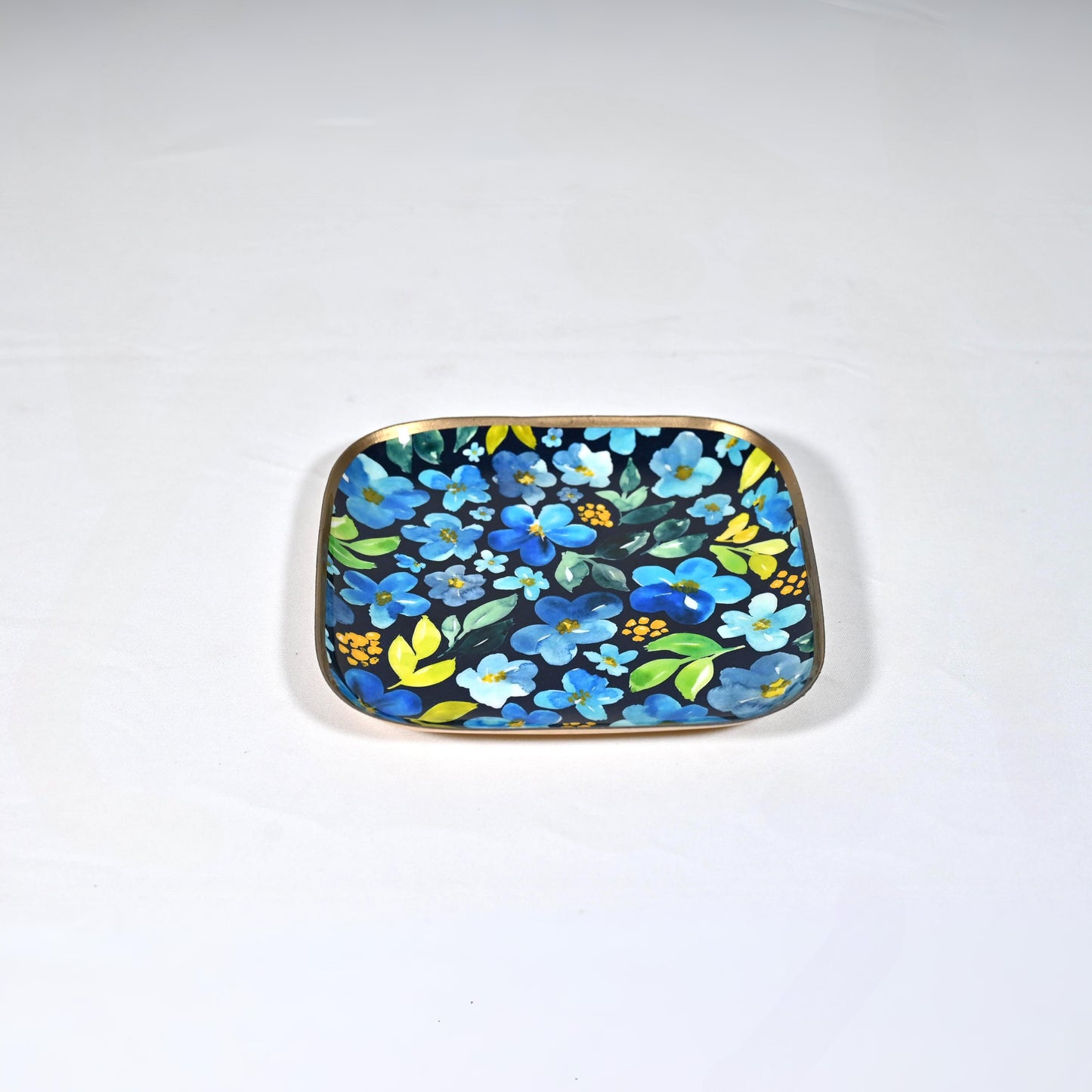 Regular Square Floral Starter Plate - Cornflower