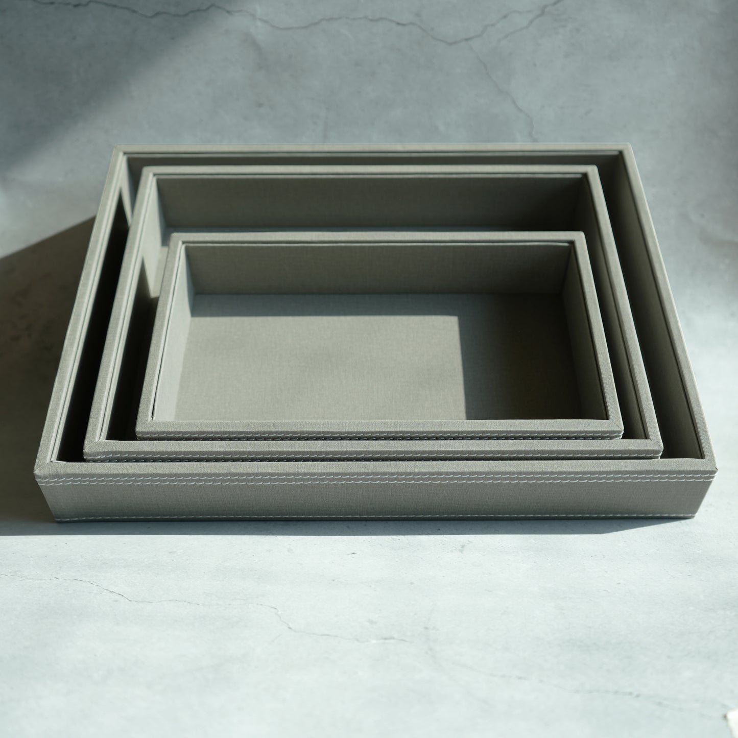 Stone Gray PU Leather Serving Tray - Large