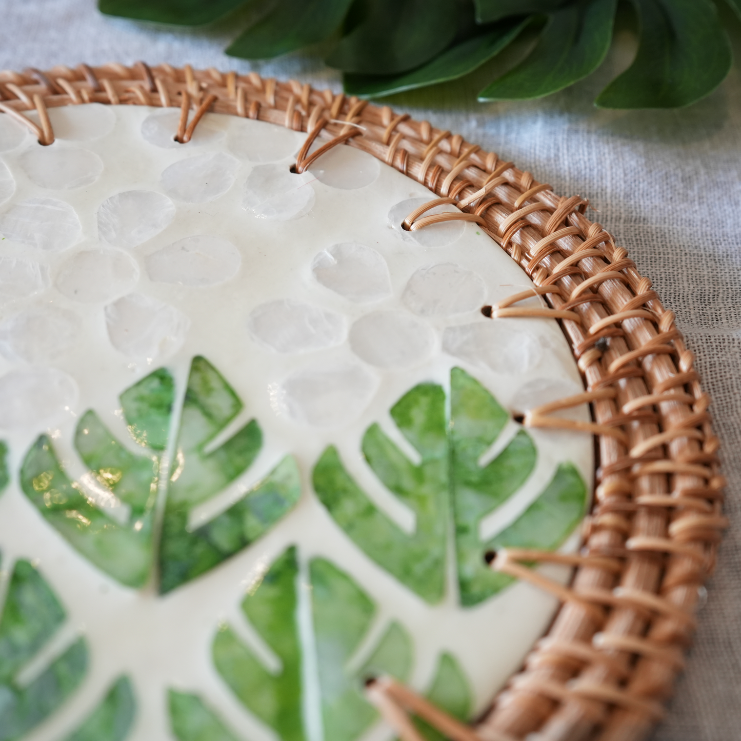 Mother-of-Pearl & Cane Trivet - Botanic