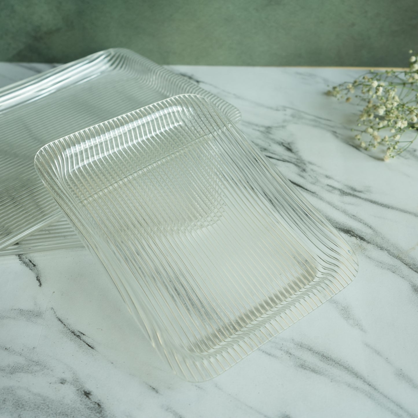 Clear Ribbed Acrylic Serving Tray- Regular set