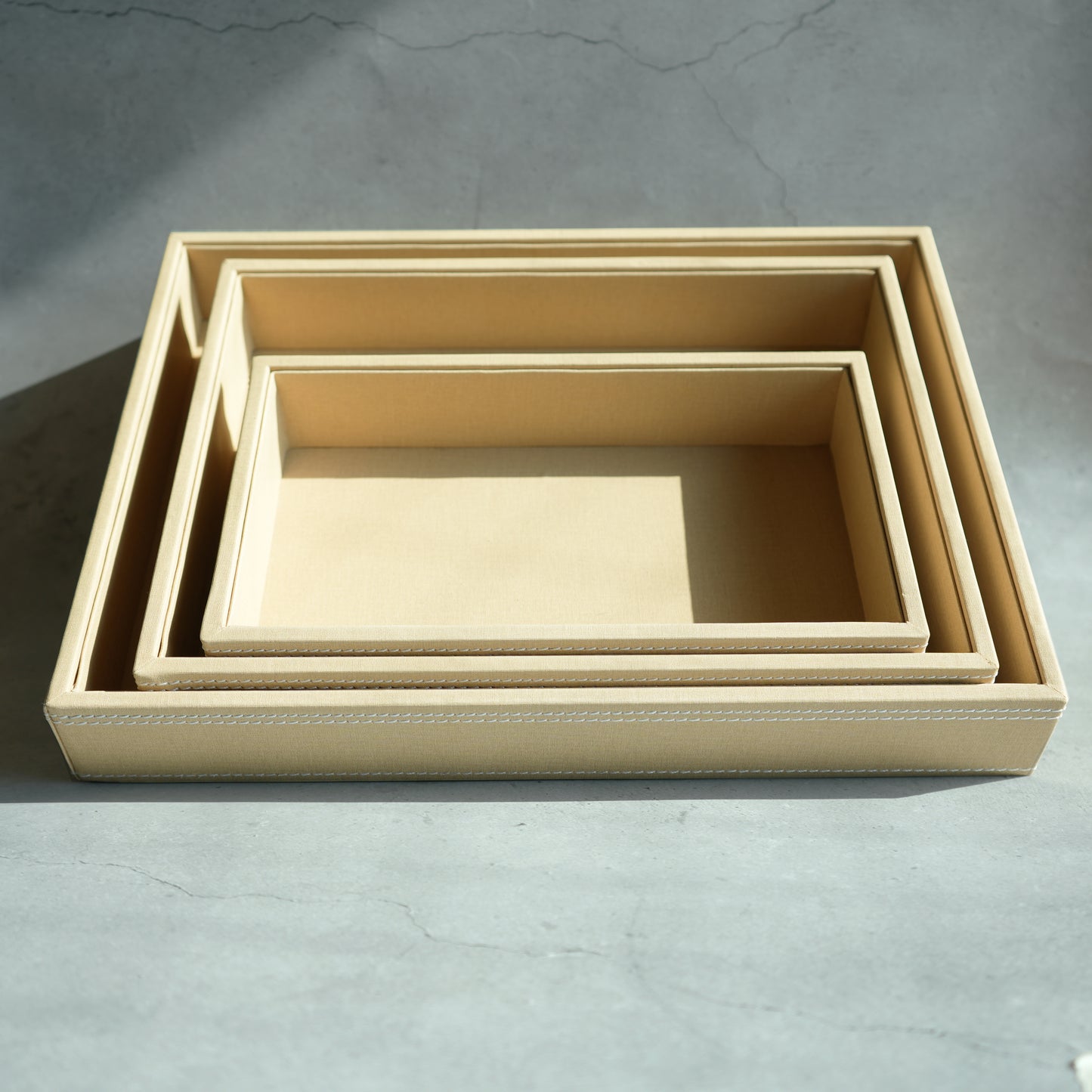 Sand Beige PU Leather Serving Tray - Small