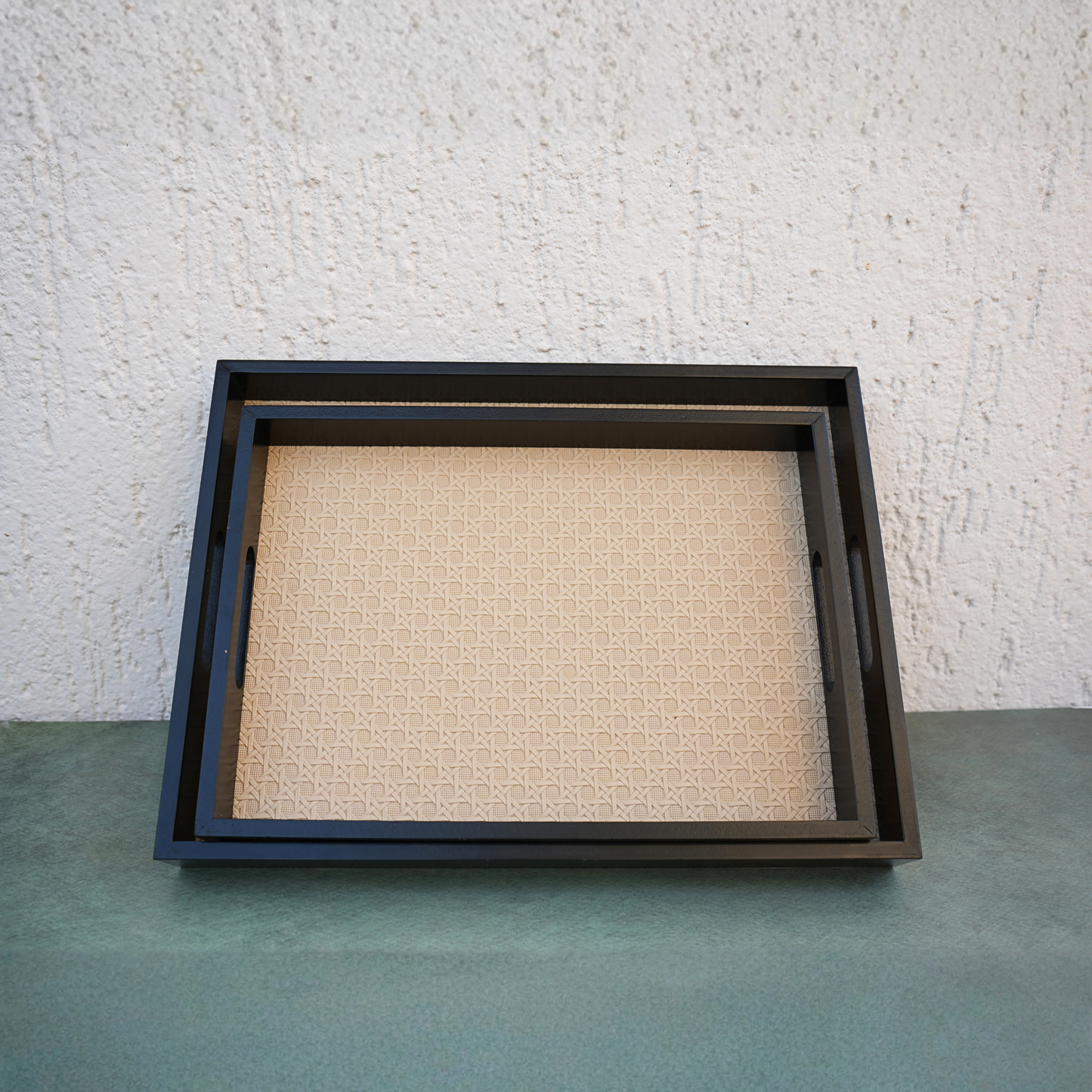 Beige Wooden Serving Tray- Set of 2