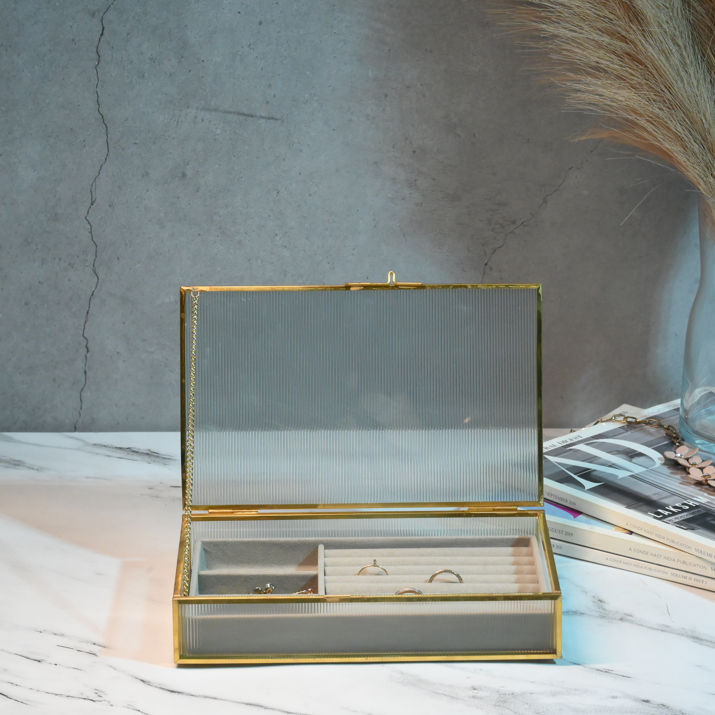Jewellery Organiser with Velvet Divider Tray