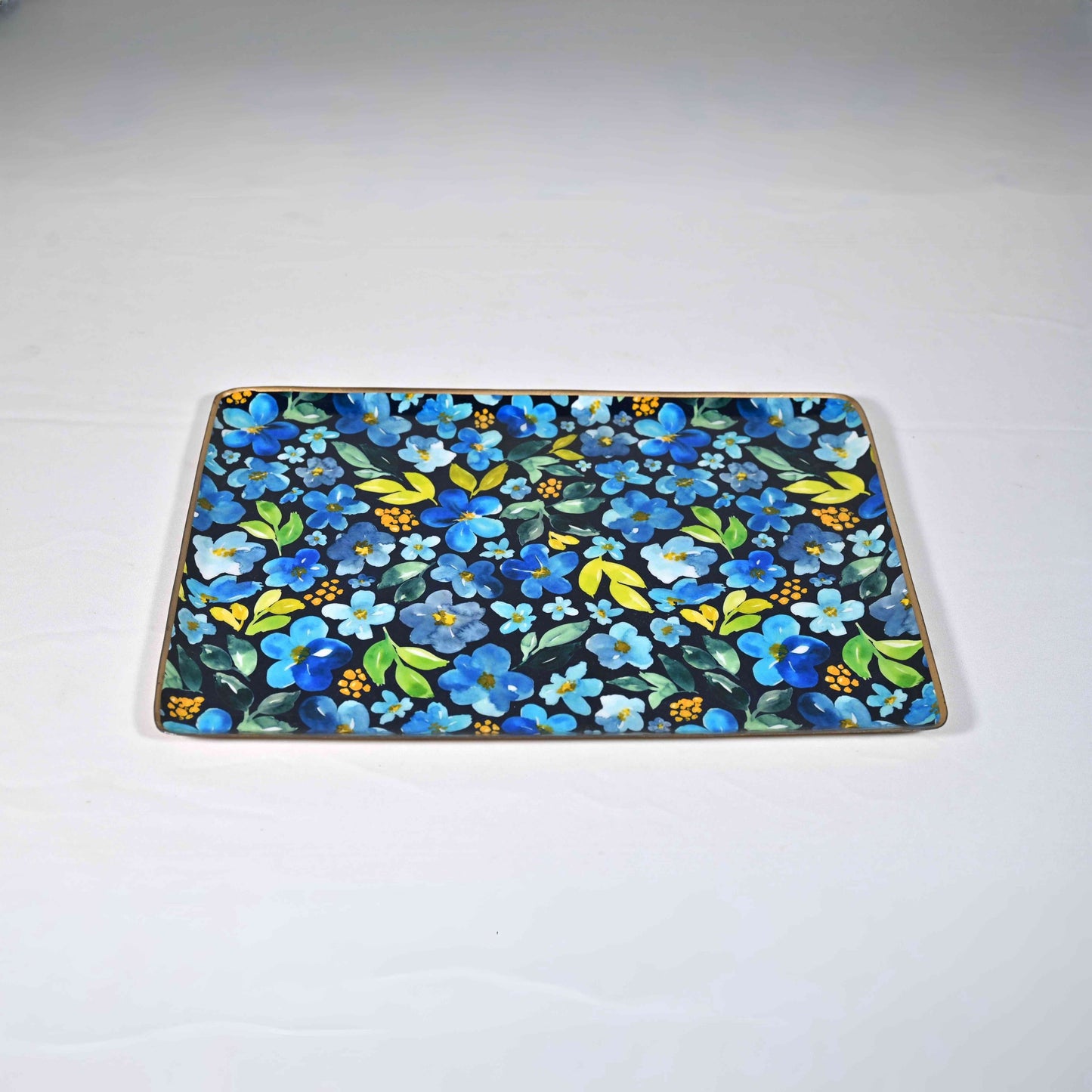 Large Floral Serving Tray - Cornflower