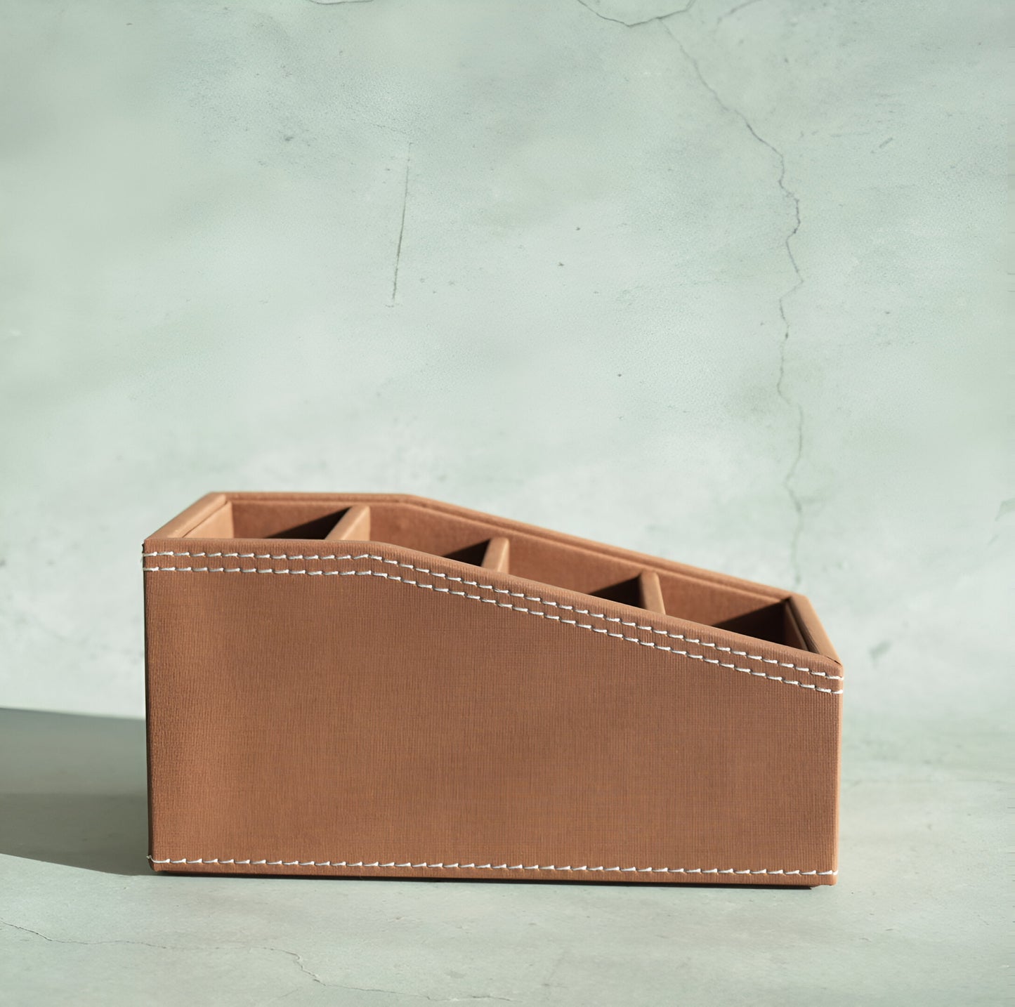 Umber Brown PU Leather Remote Control Organiser