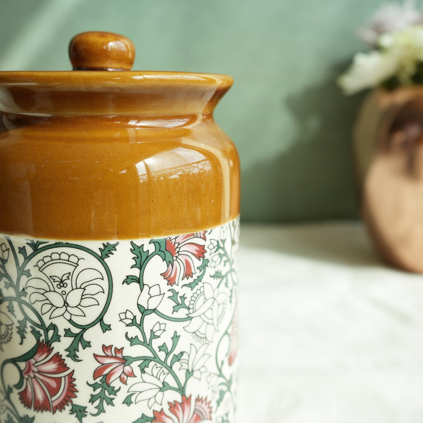 Camellia Ceramic Pickle Jar- Medium