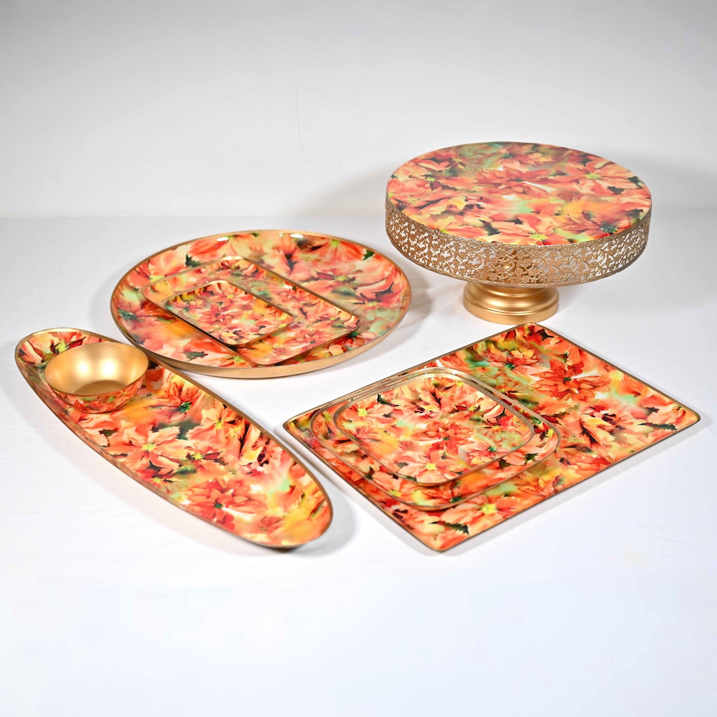Regular Square Floral Starter Plate - Marigold