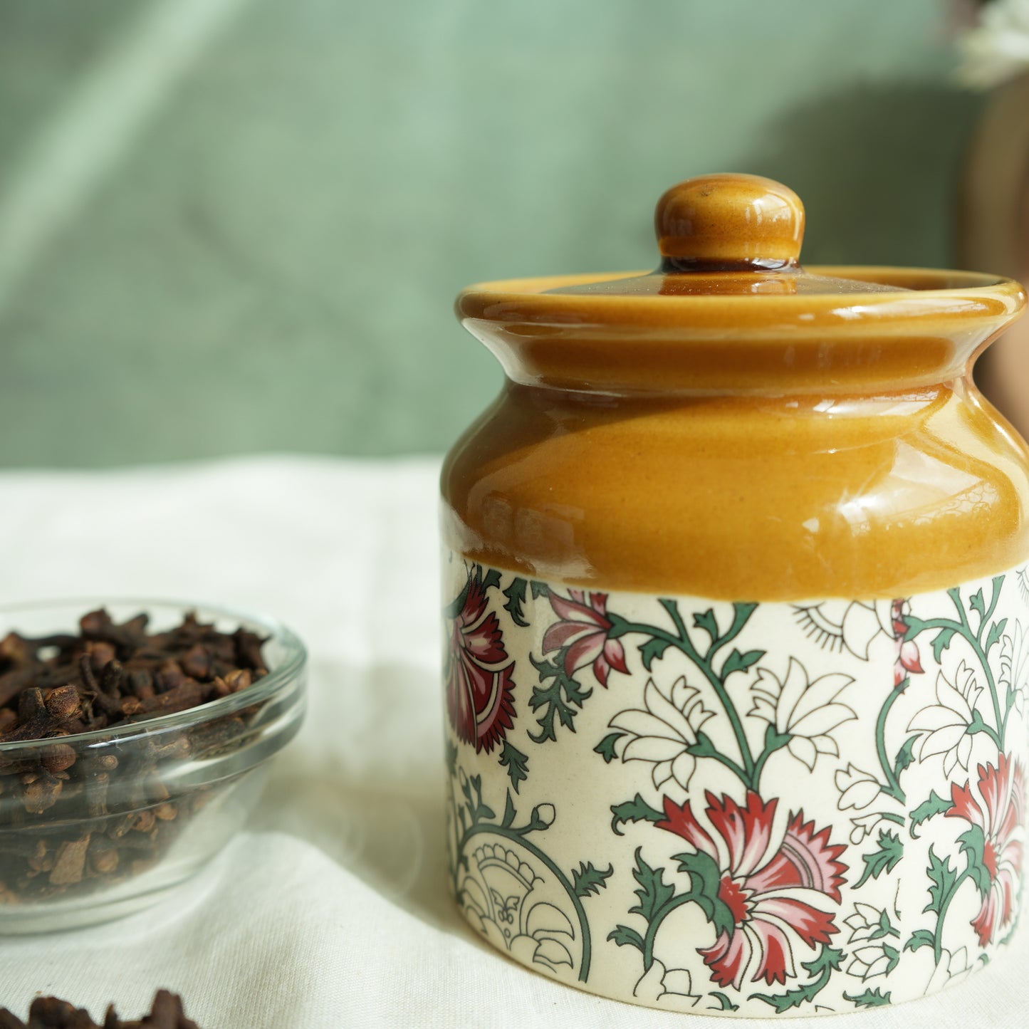 Camellia Ceramic Pickle Jar- Small