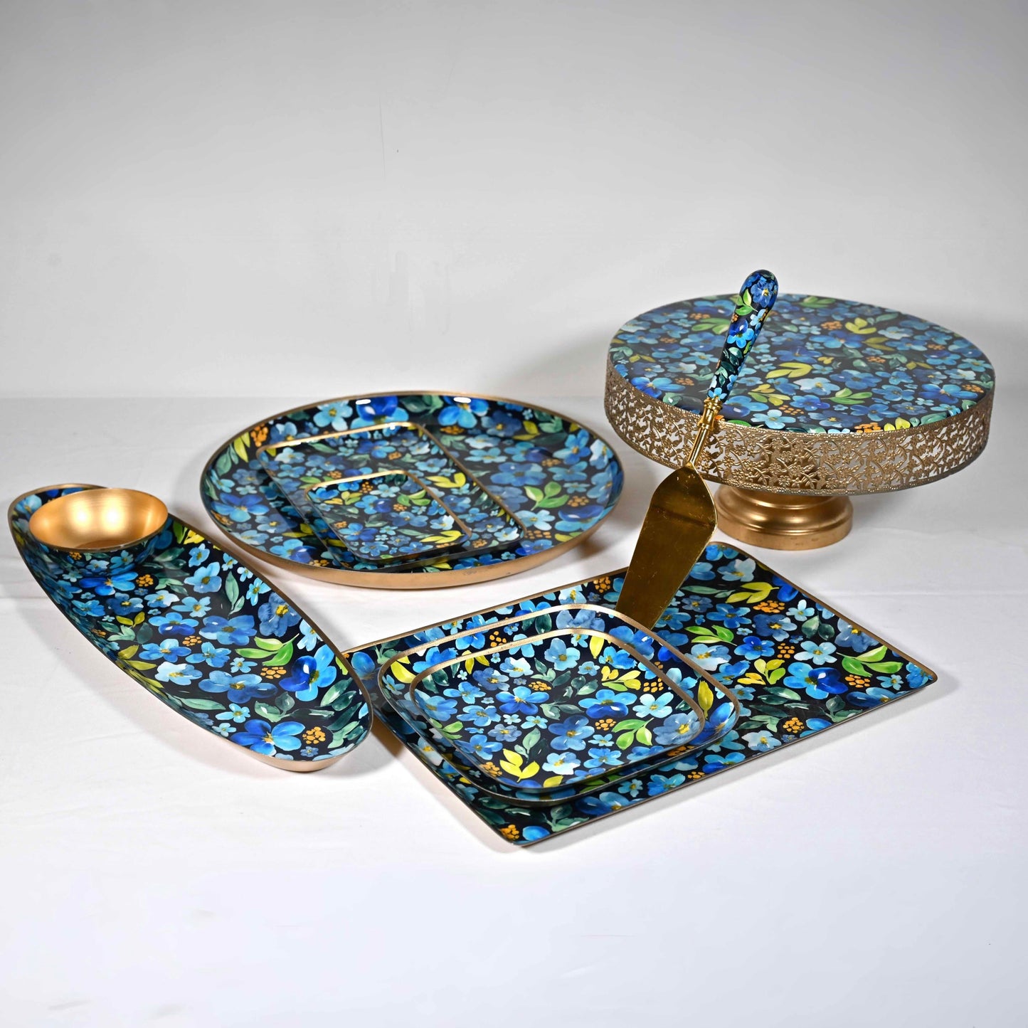 Small Floral Starter Plate - Cornflower