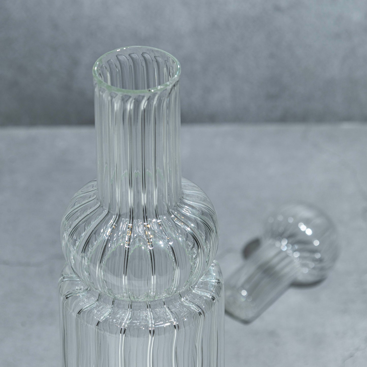 Clear Ribbed Carafe- Tall