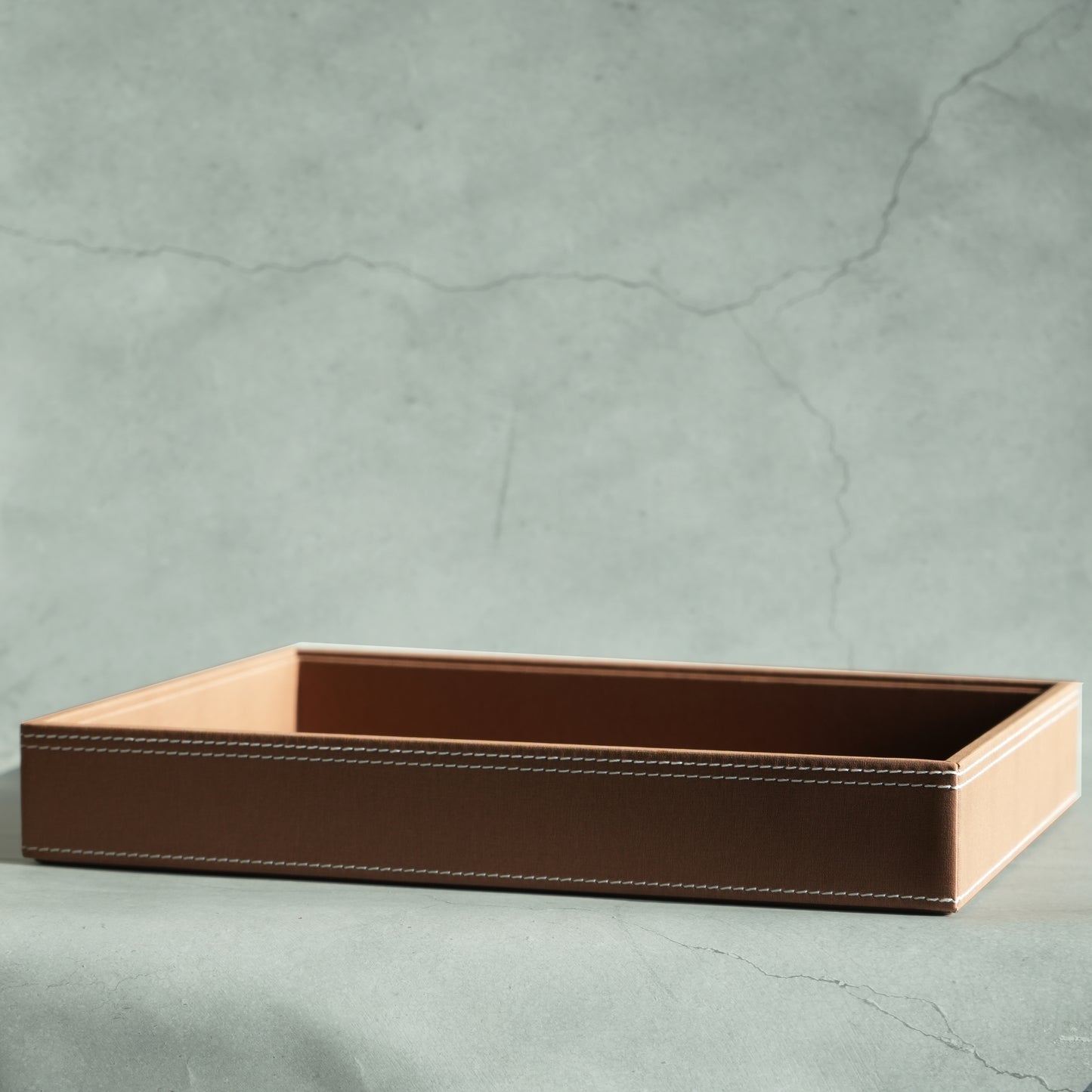 Umber Brown PU Leather Serving Tray - Large