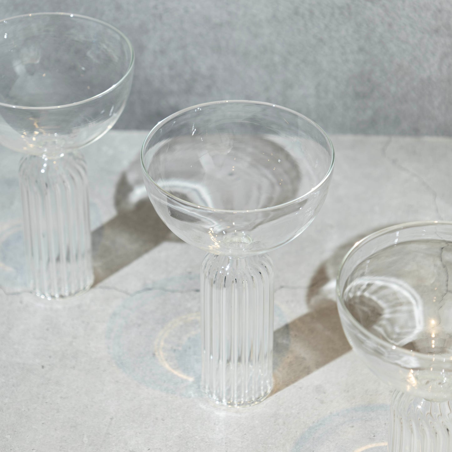 Clear Ribbed Coupe Glass- Set of 4