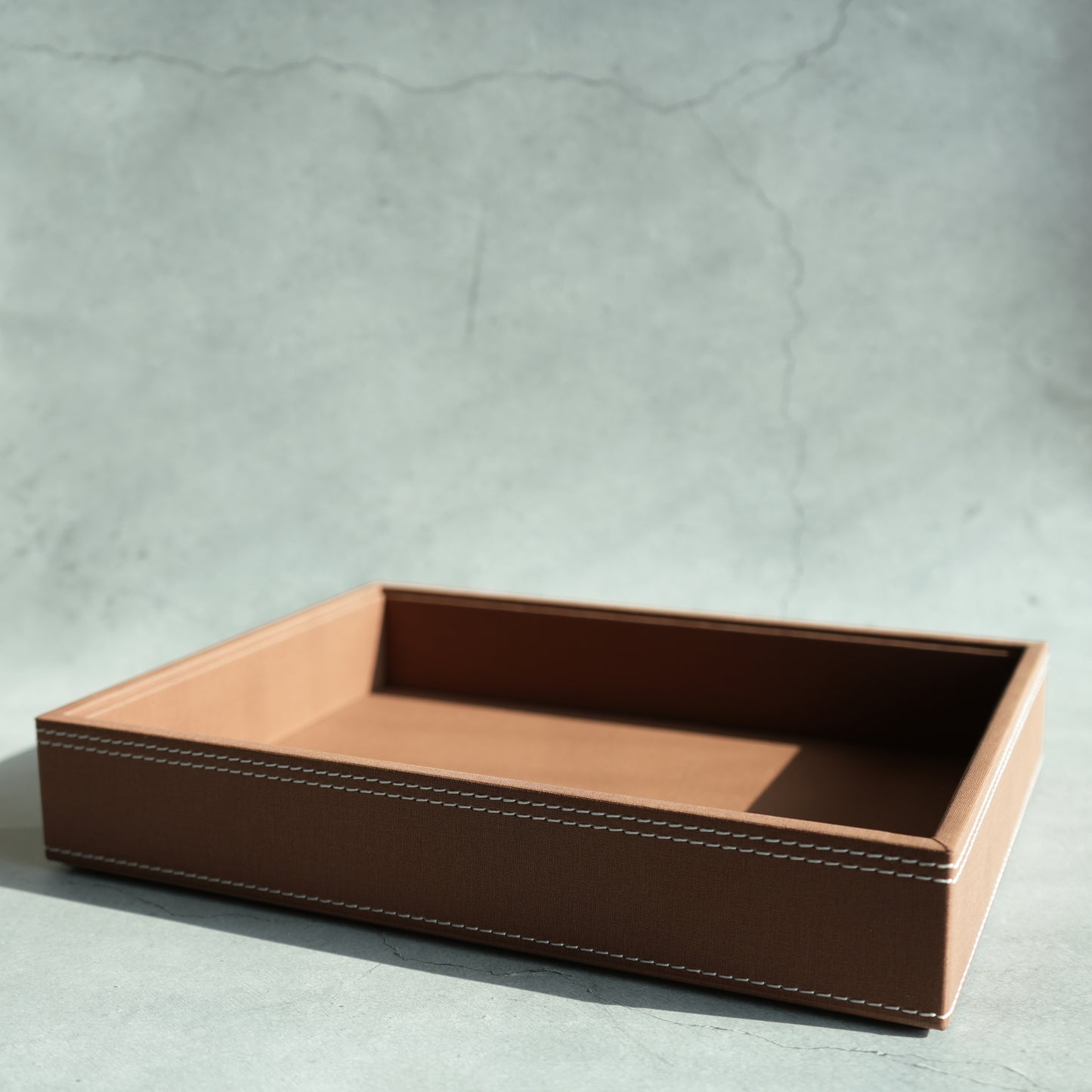 Umber Brown PU Leather Serving Tray - Medium