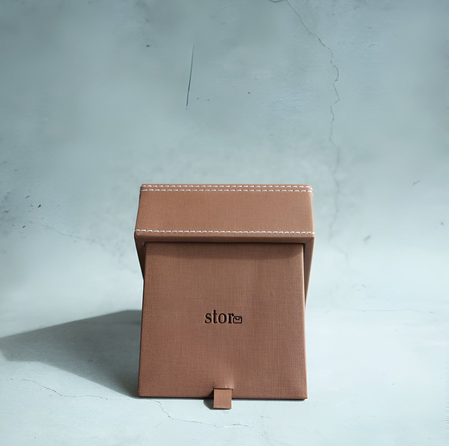 Umber Brown PU Leather Tissue Box - Square