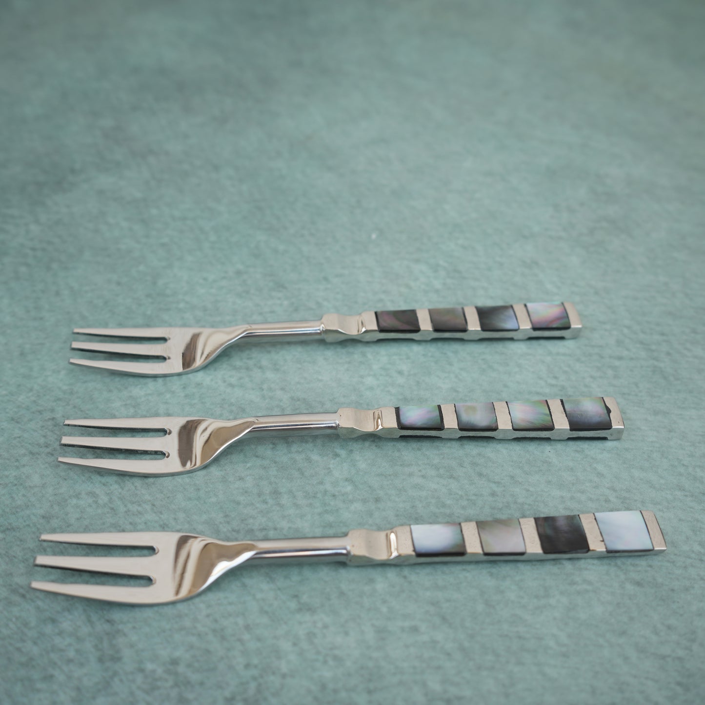 Black Mother-of-Pearl Stainless Steel Fruit Fork Set