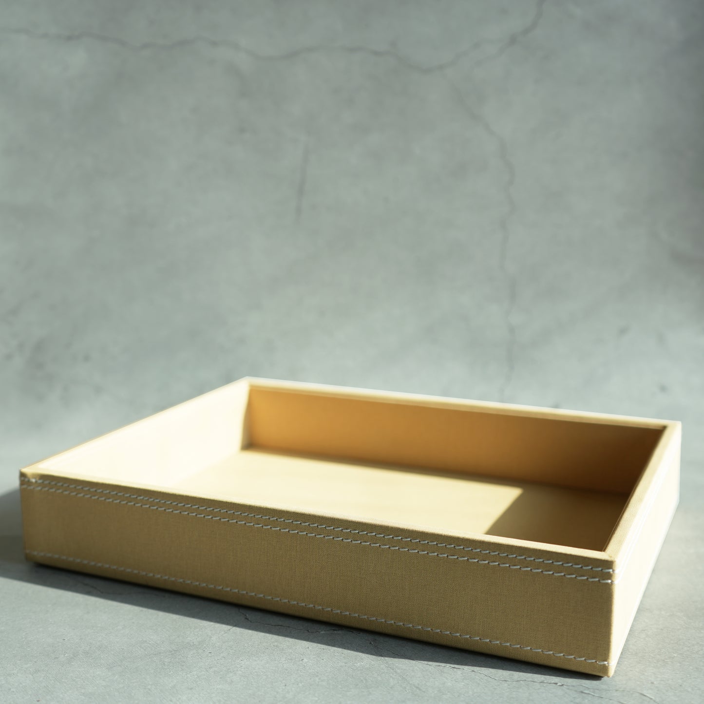 Sand Beige PU Leather Serving Tray - Medium