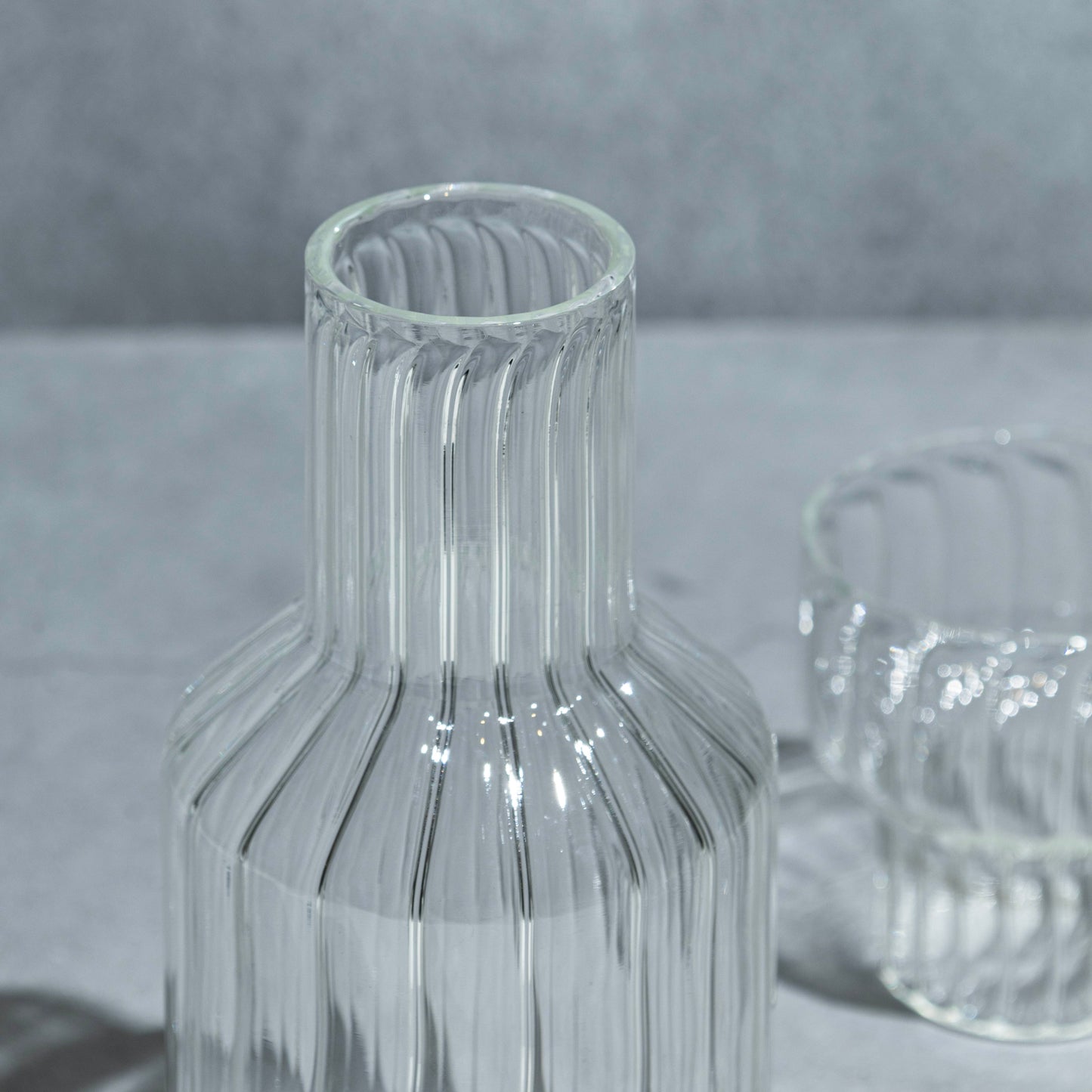 Clear Ribbed Carafe- Short