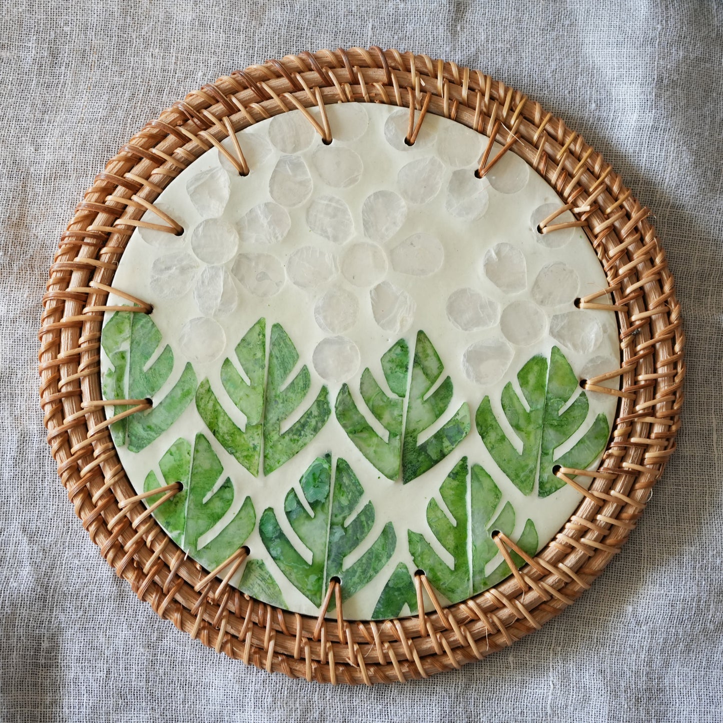 Mother-of-Pearl & Cane Trivet - Botanic