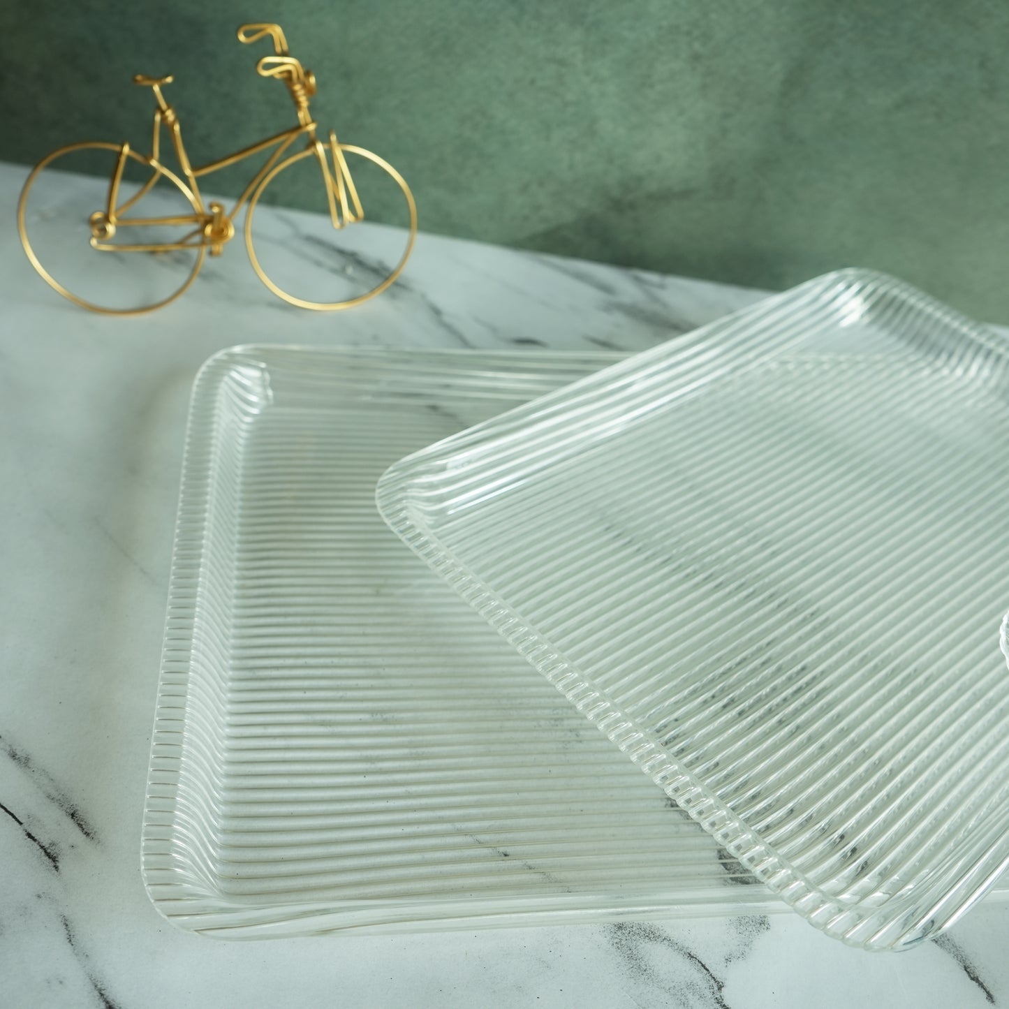 Clear Ribbed Acrylic Serving Tray- Regular set