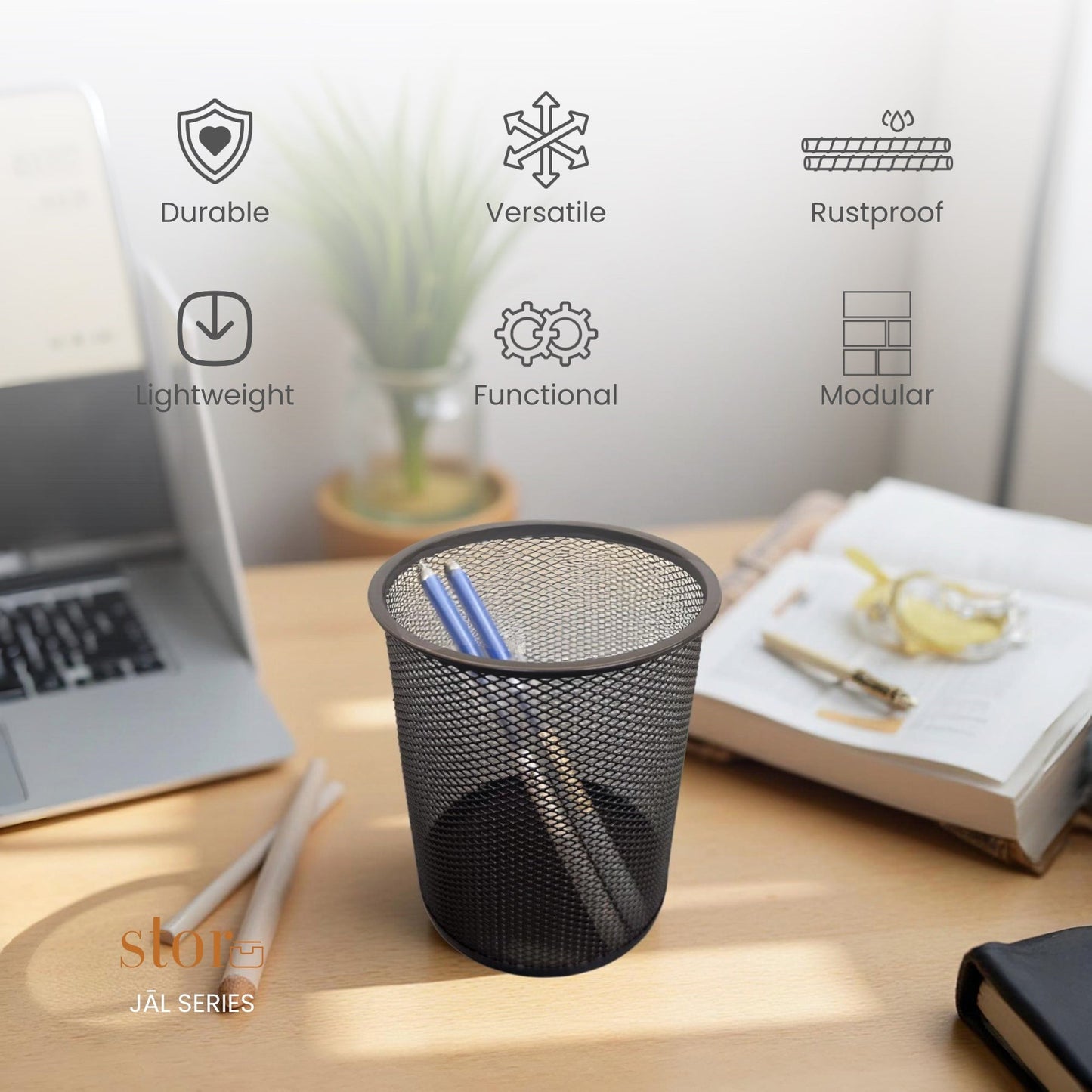 Round Mesh Stationery Organiser
