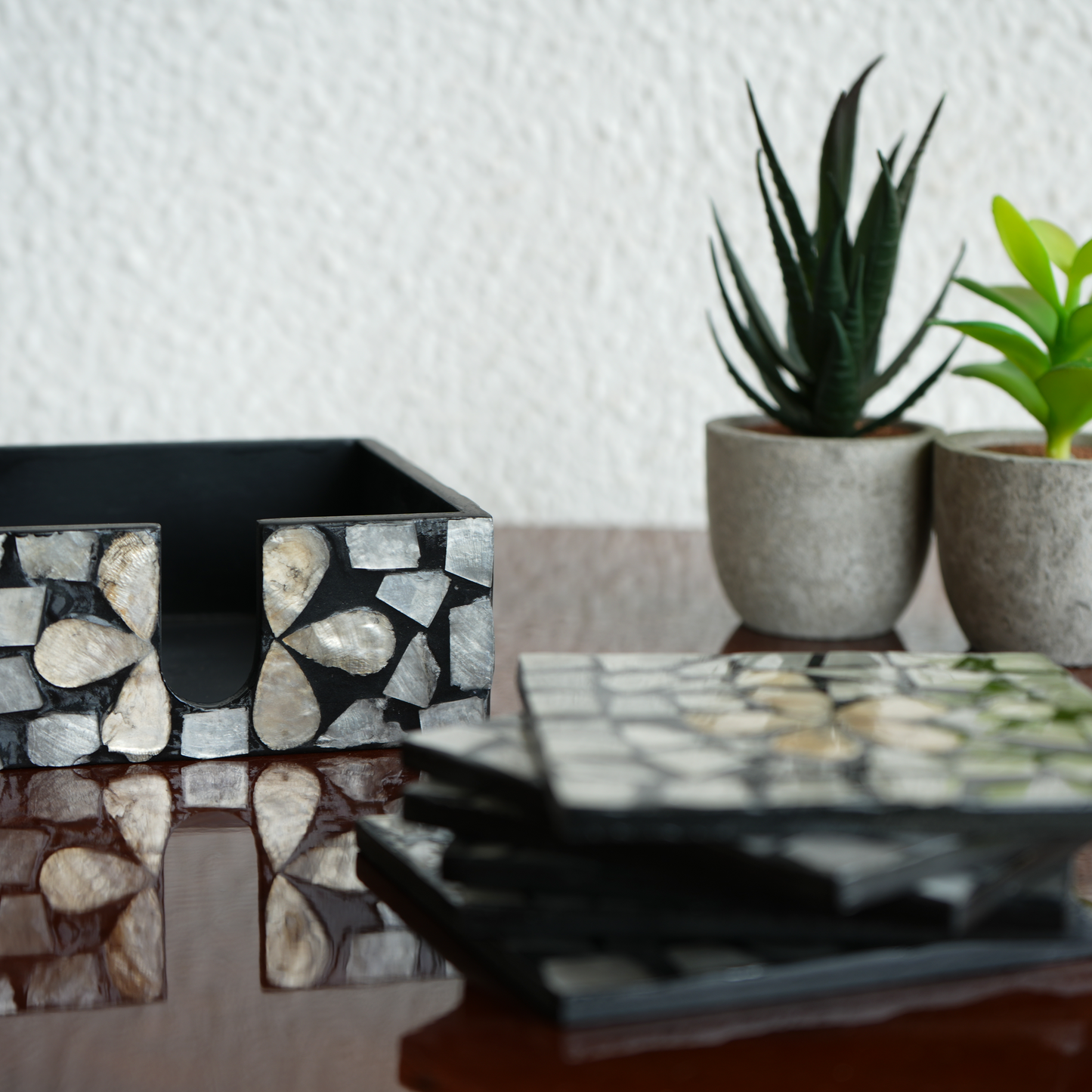 Mother-of-Pearl Coasters - Noir